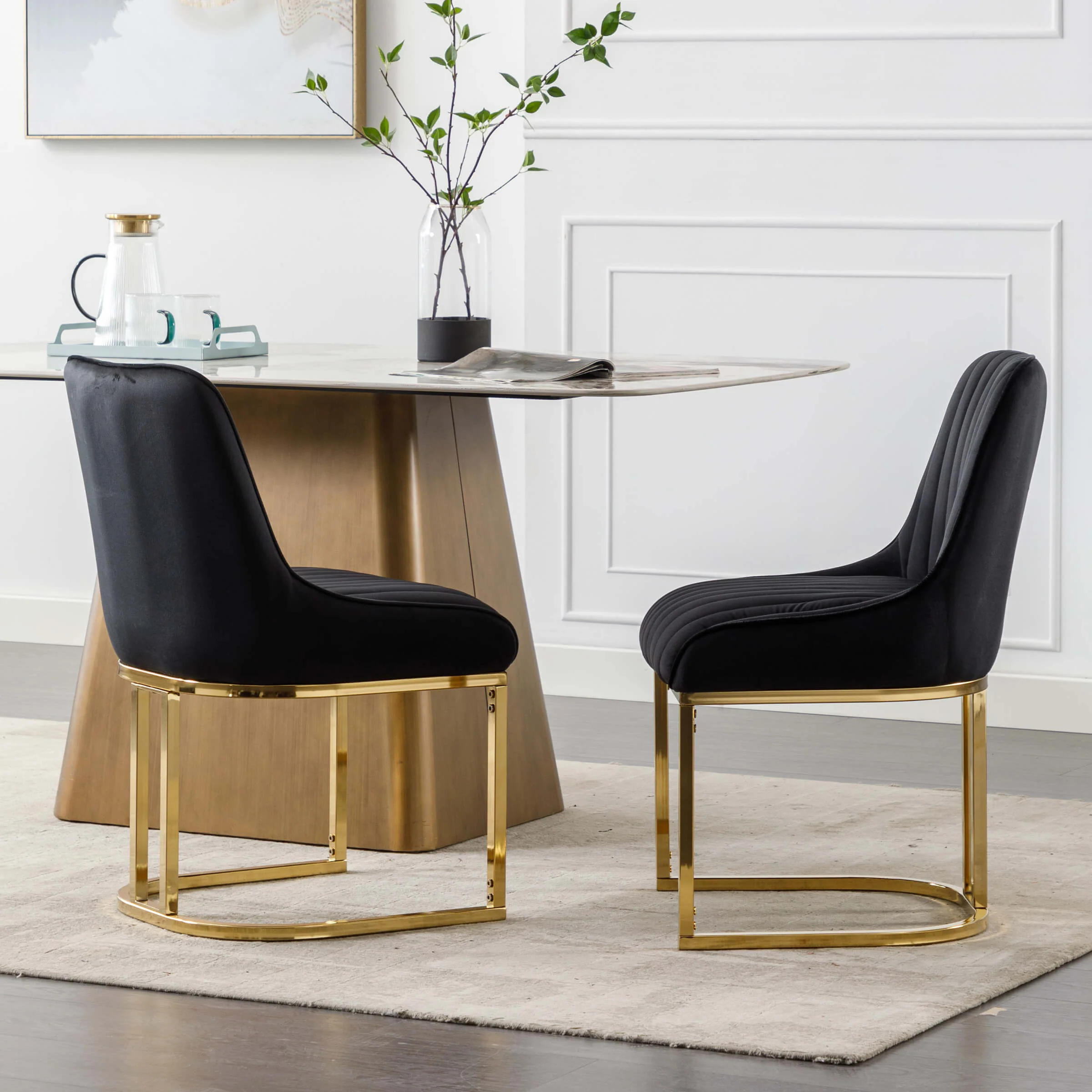 Armless Dining Chairs With Gold Legs Set of 2 - 9043DC - Image 17