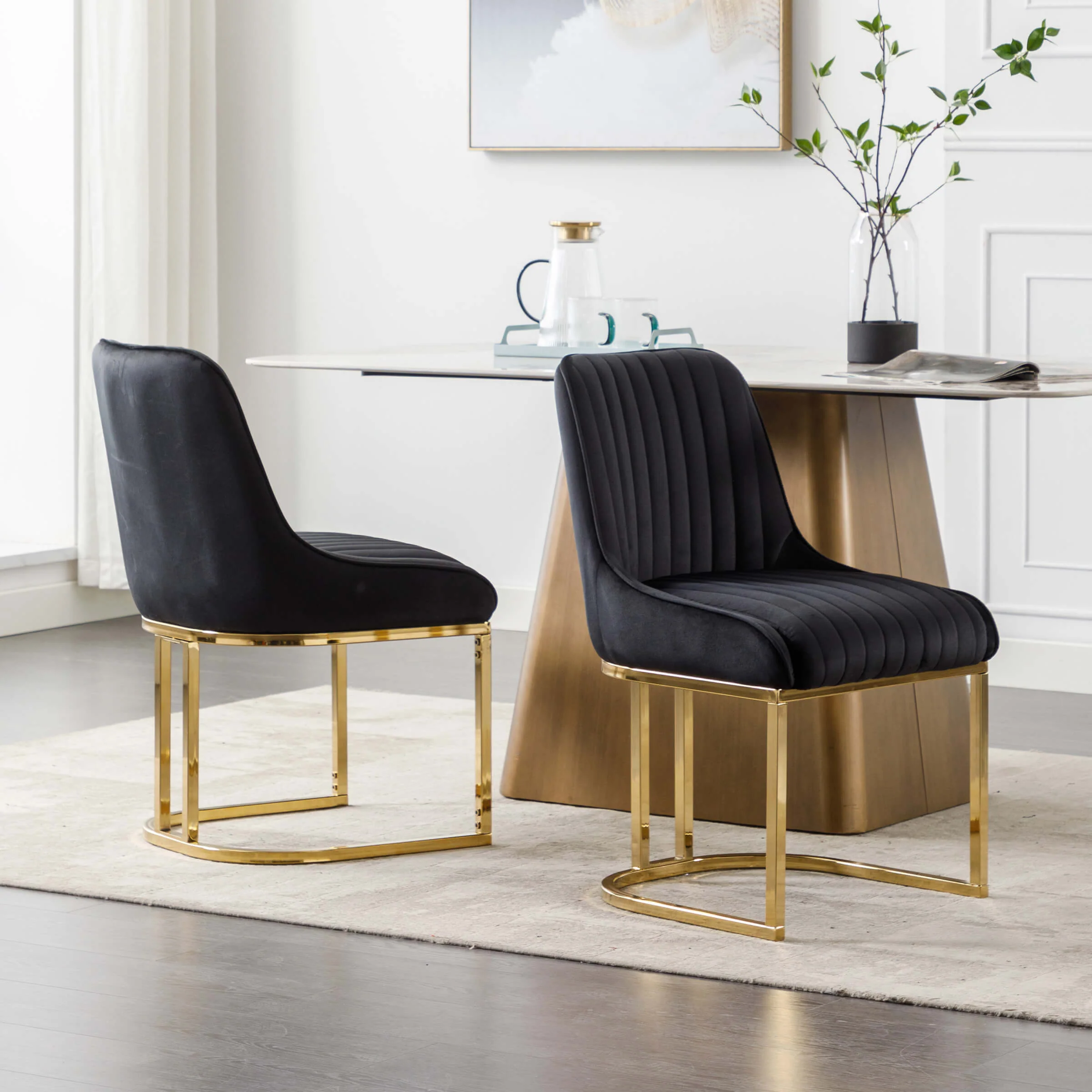Armless Dining Chairs With Gold Legs Set of 2 - 9043DC - Image 18