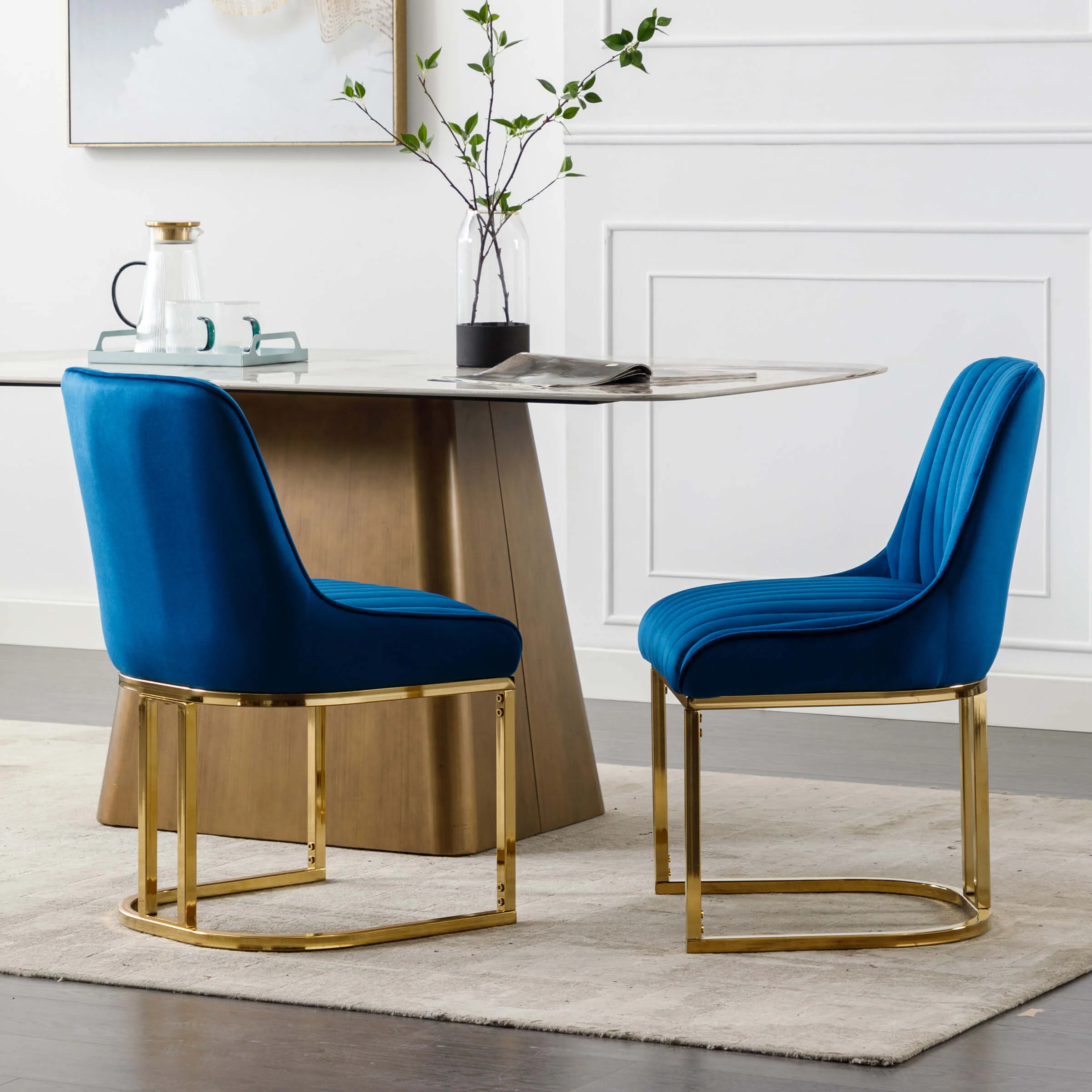 Armless Dining Chairs With Gold Legs Set of 2 - 9043DC - Image 2