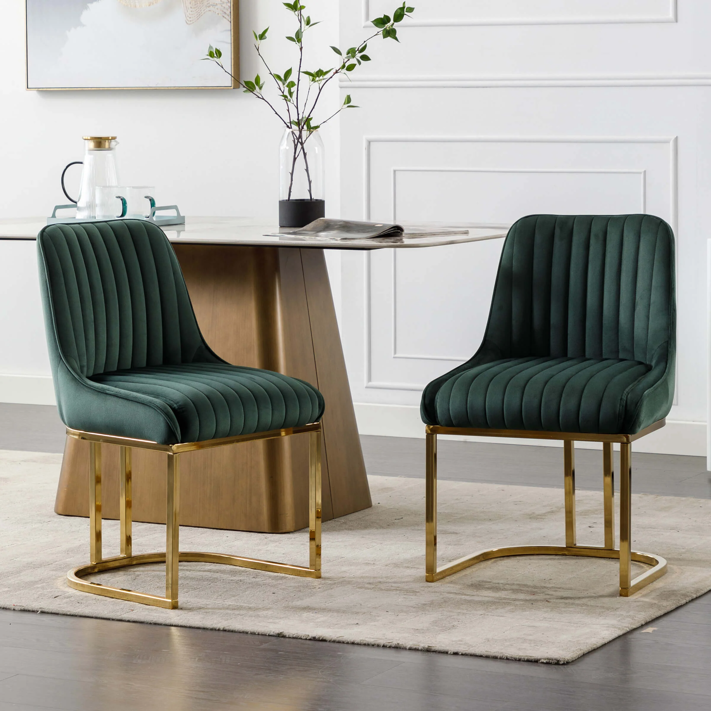 Armless Dining Chairs With Gold Legs Set of 2 - 9043DC - Image 23