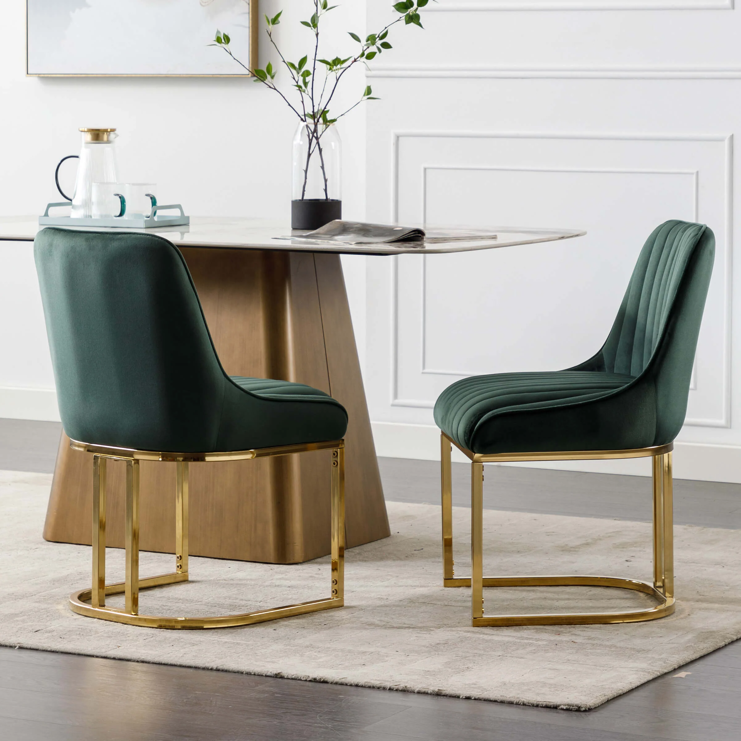Armless Dining Chairs With Gold Legs Set of 2 - 9043DC - Image 24