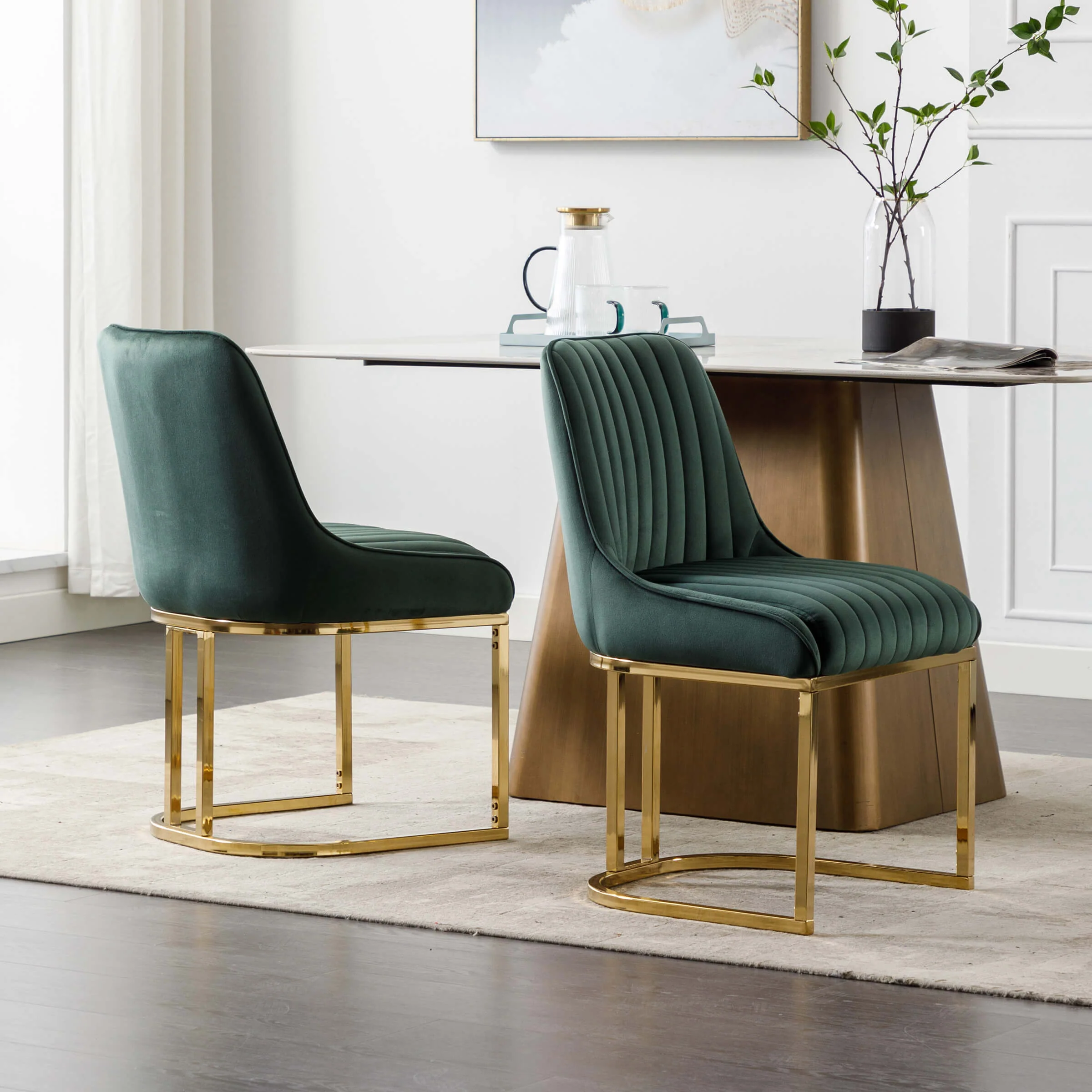 Armless Dining Chairs With Gold Legs Set of 2 - 9043DC - Image 25