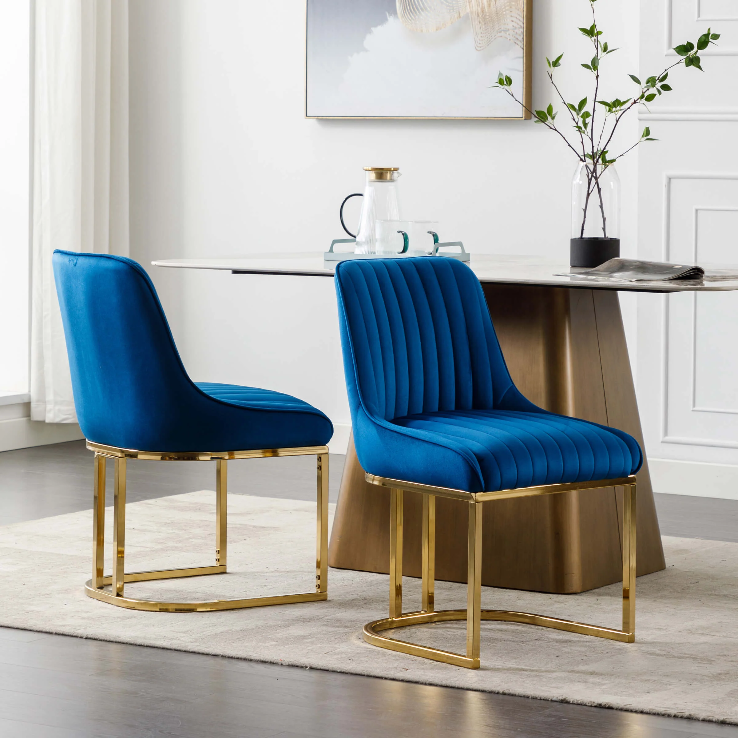 Armless Dining Chairs With Gold Legs Set of 2 - 9043DC - Image 3
