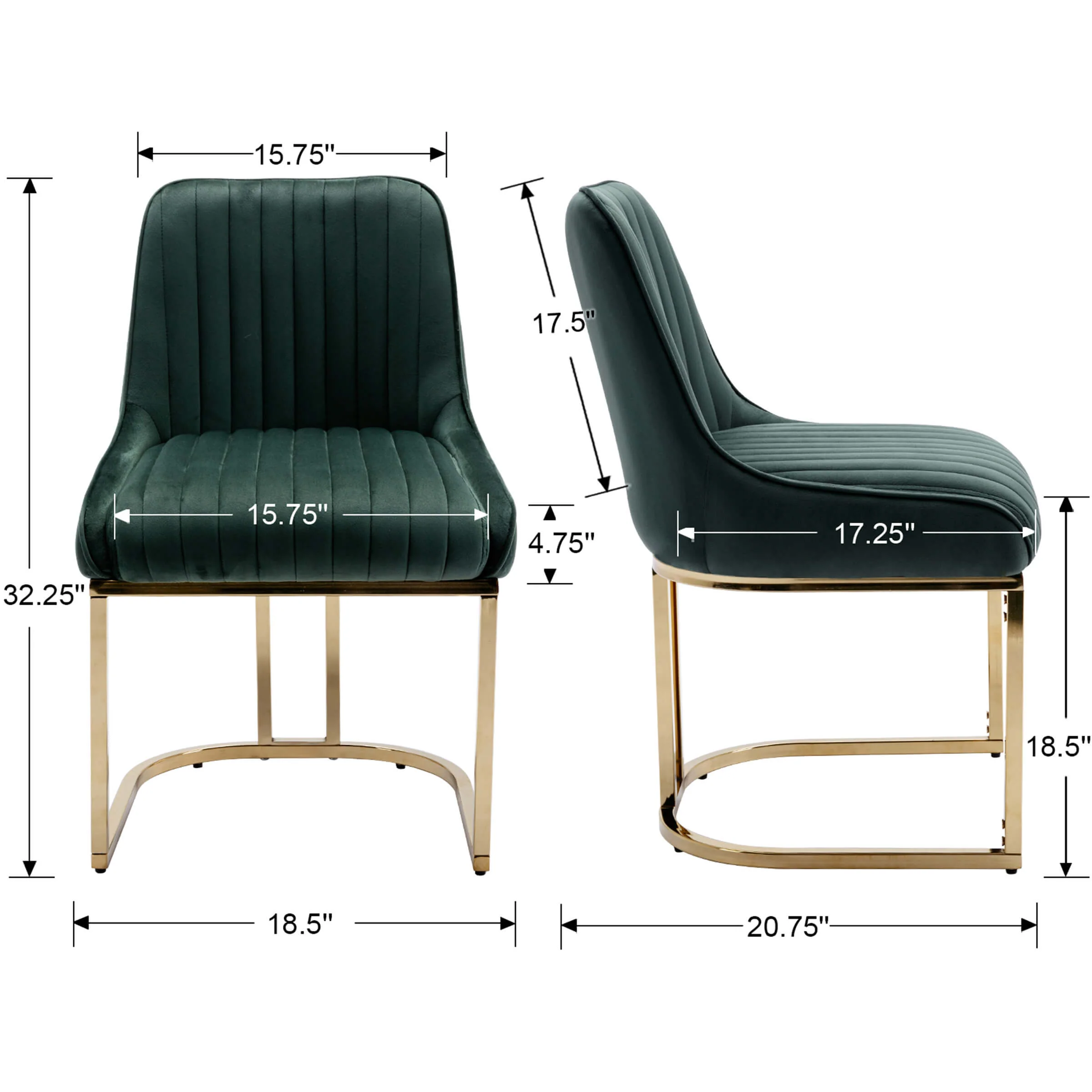 Armless Dining Chairs With Gold Legs Set of 2 - 9043DC - Image 30