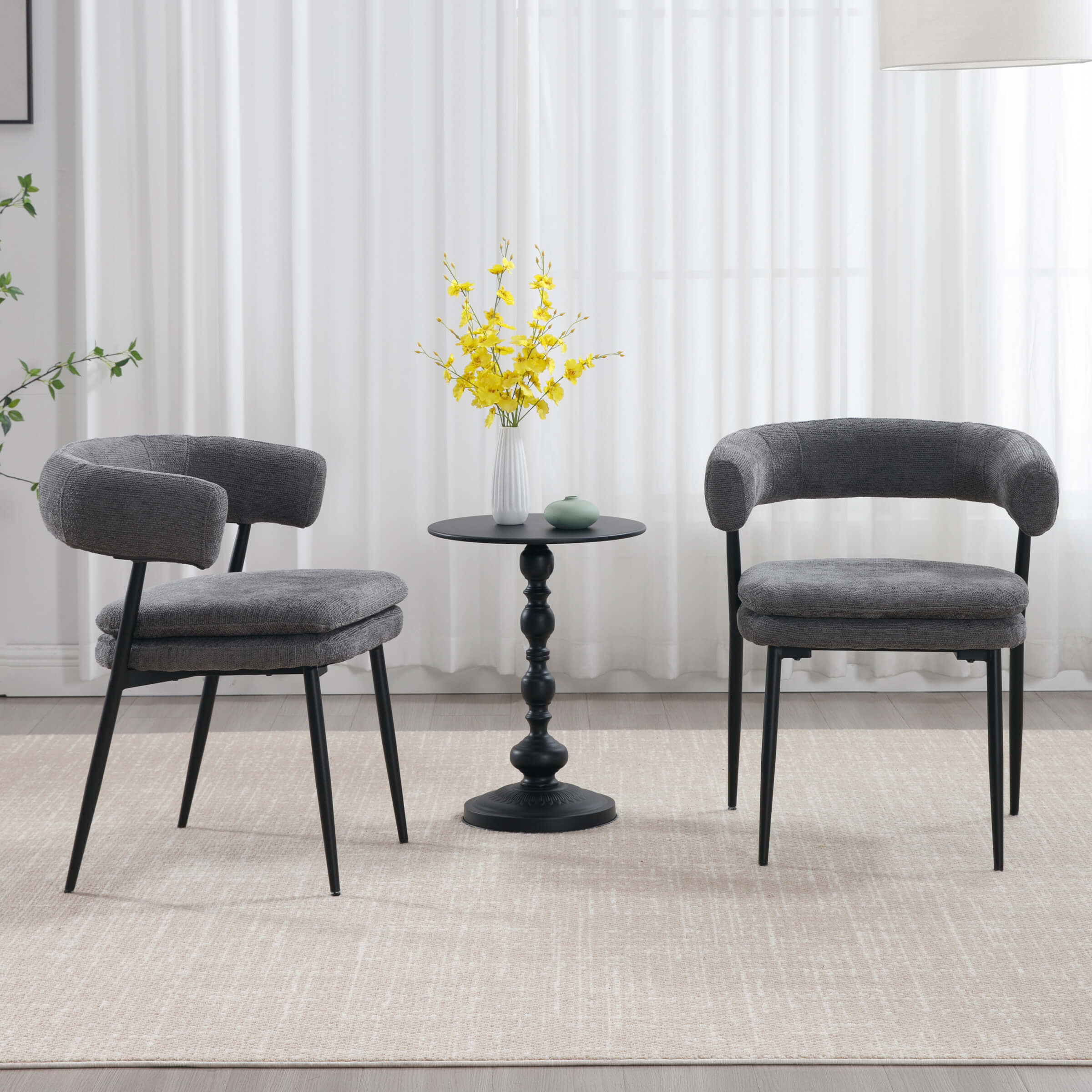 Modern Curved Open Back Dining Chairs Set of 2 - 23112DC - Image 2