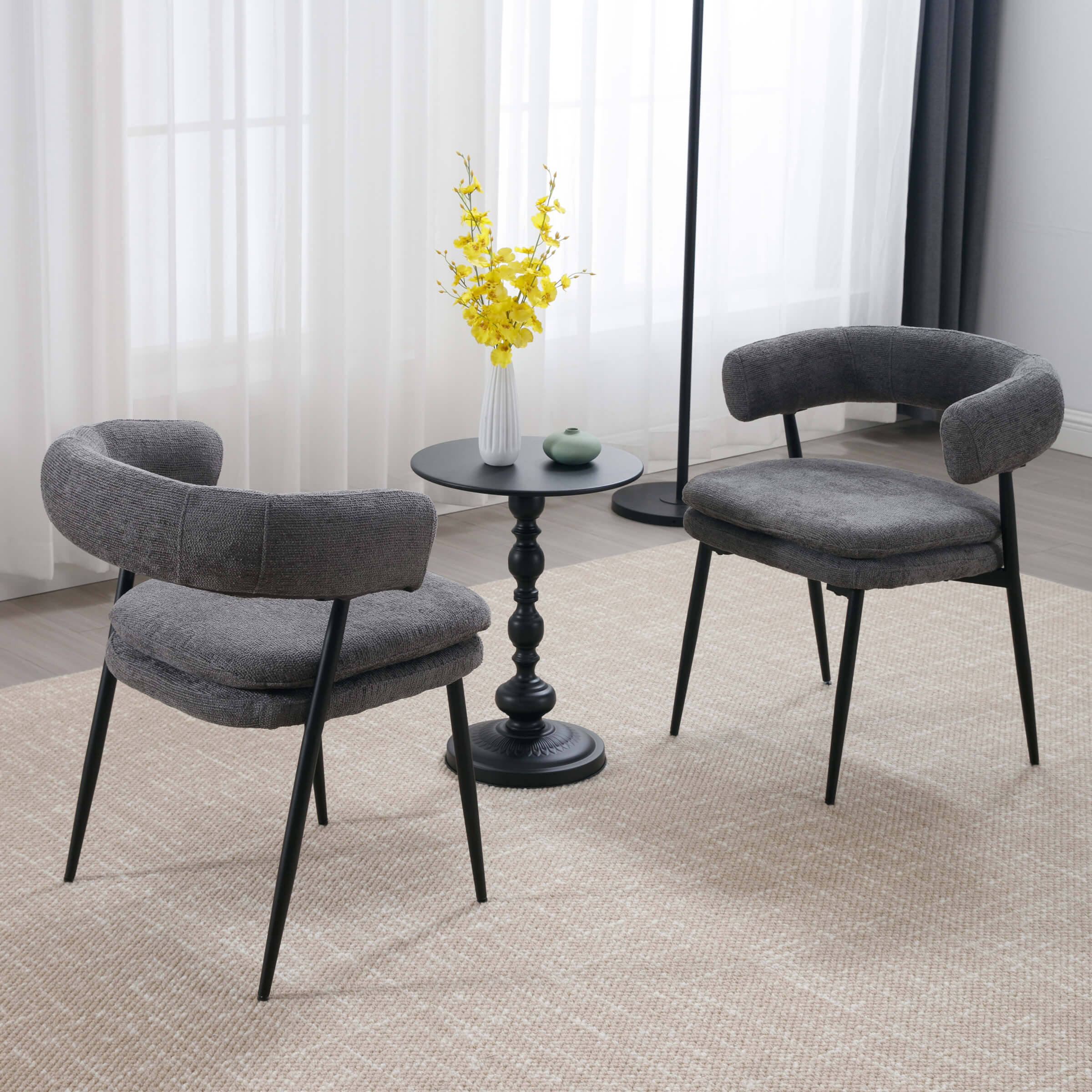 Modern Curved Open Back Dining Chairs Set of 2 - 23112DC - Image 3