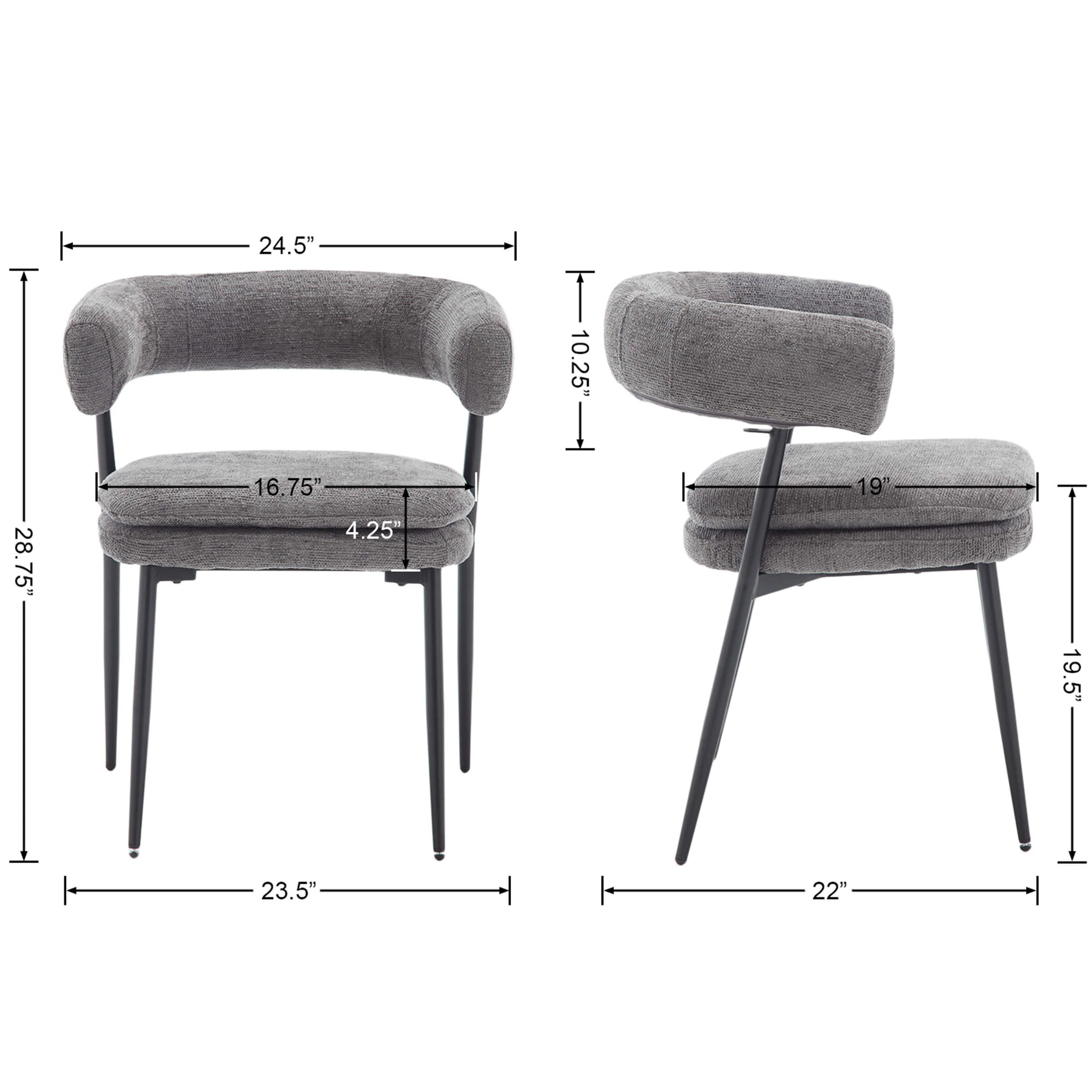 Modern Curved Open Back Dining Chairs Set of 2 - 23112DC - Image 9