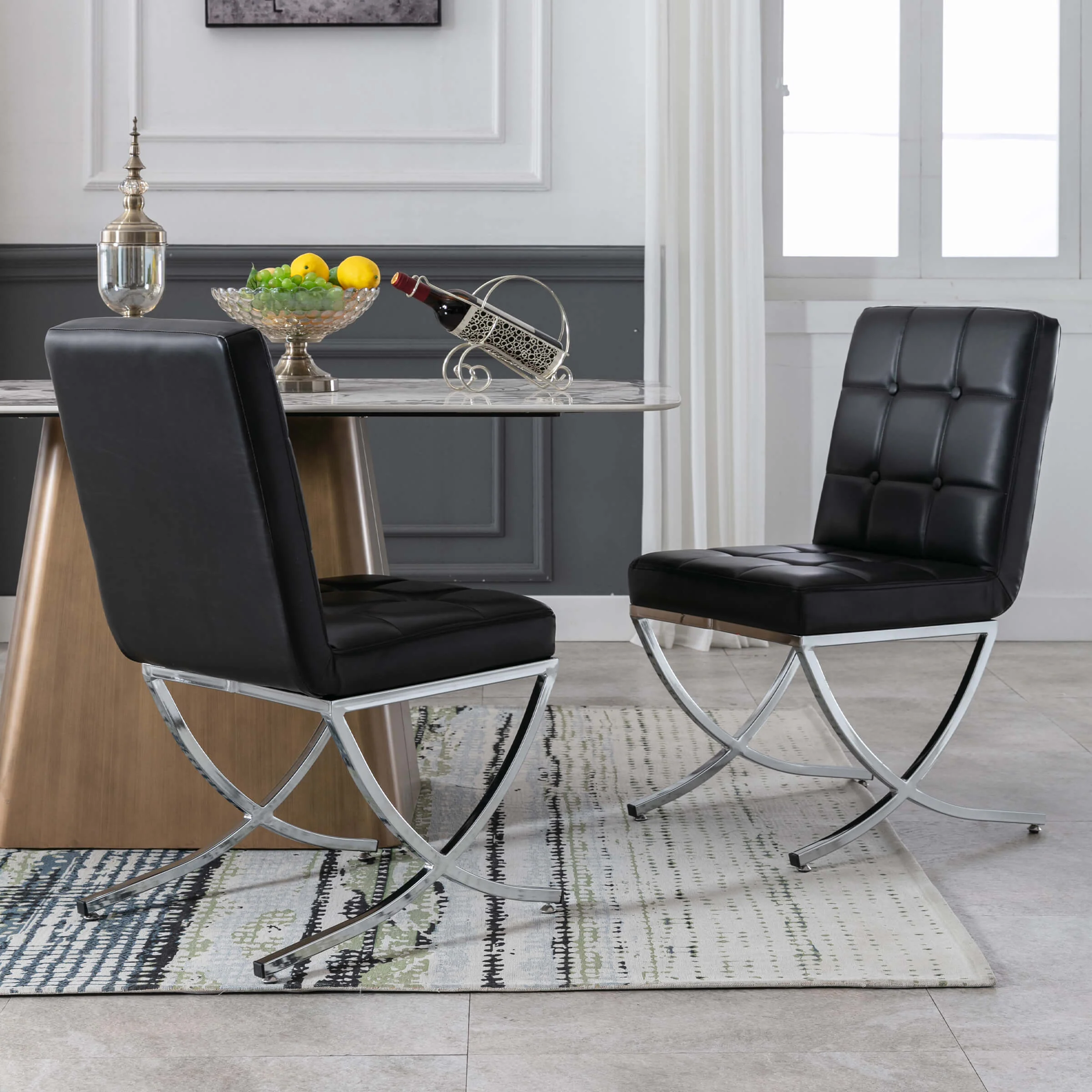 Modern Leather Tufted Dining Chairs Set of 2 - 3074DC - Image 10