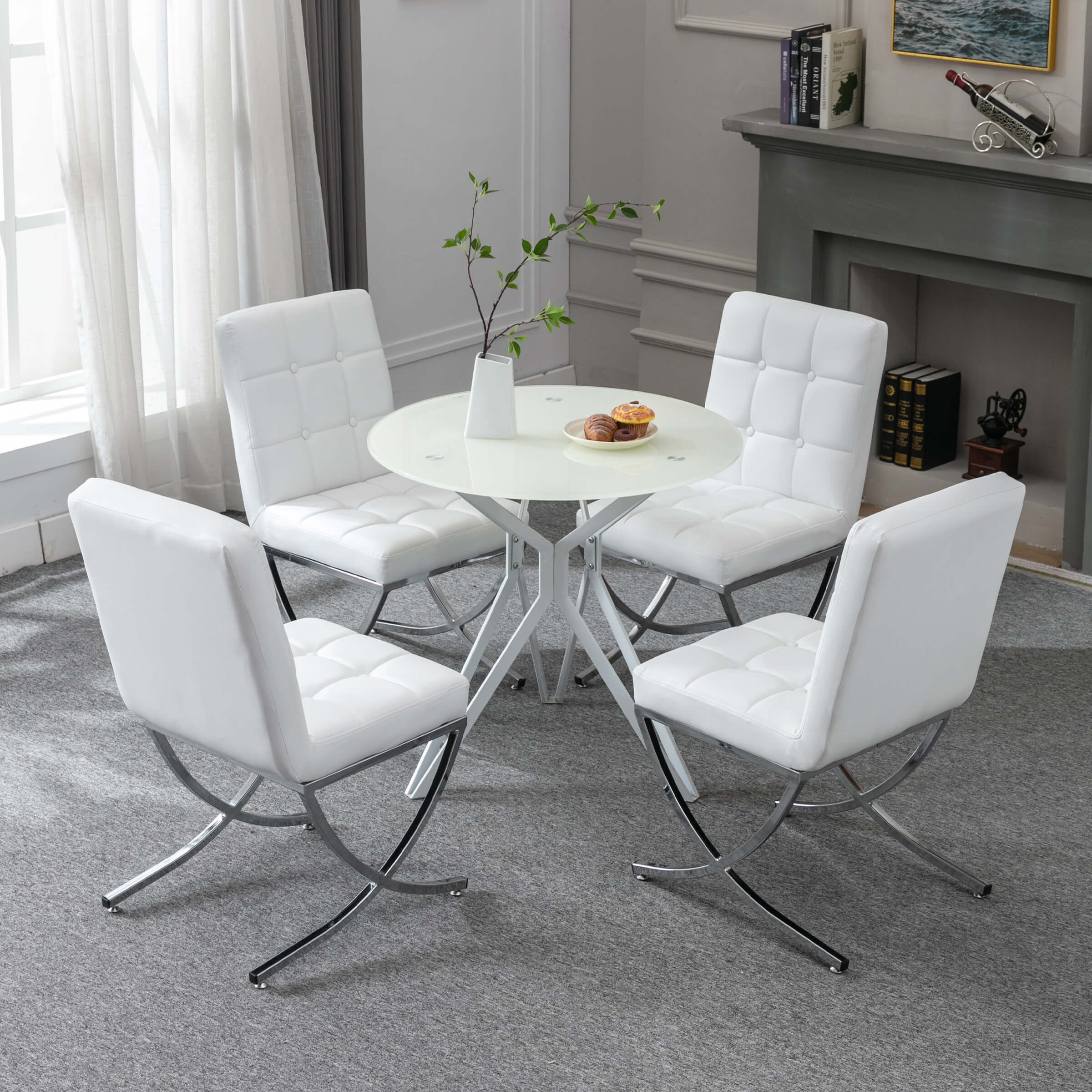 Modern Leather Tufted Dining Chairs Set of 2 - 3074DC - Image 3
