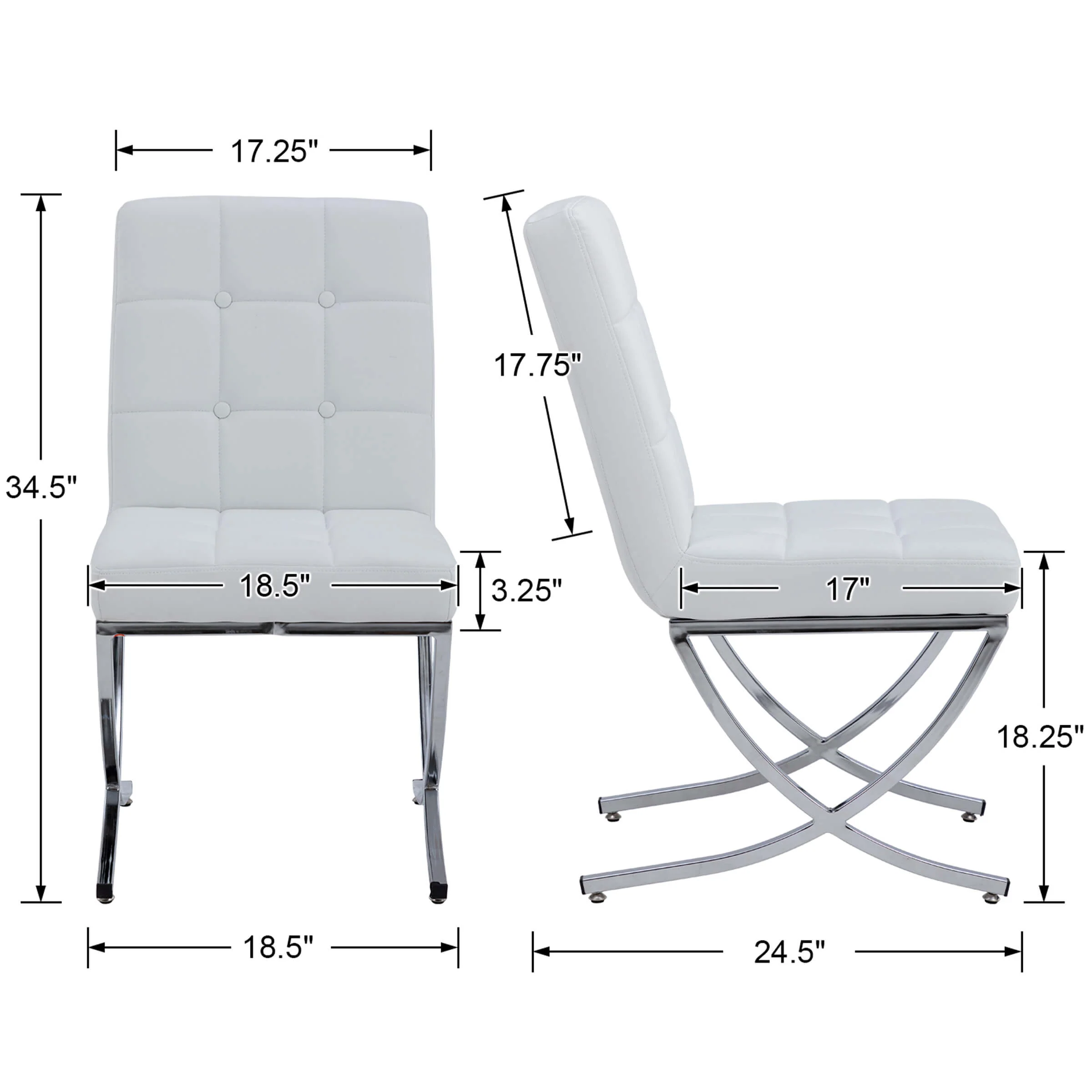 Modern Leather Tufted Dining Chairs Set of 2 - 3074DC - Image 7