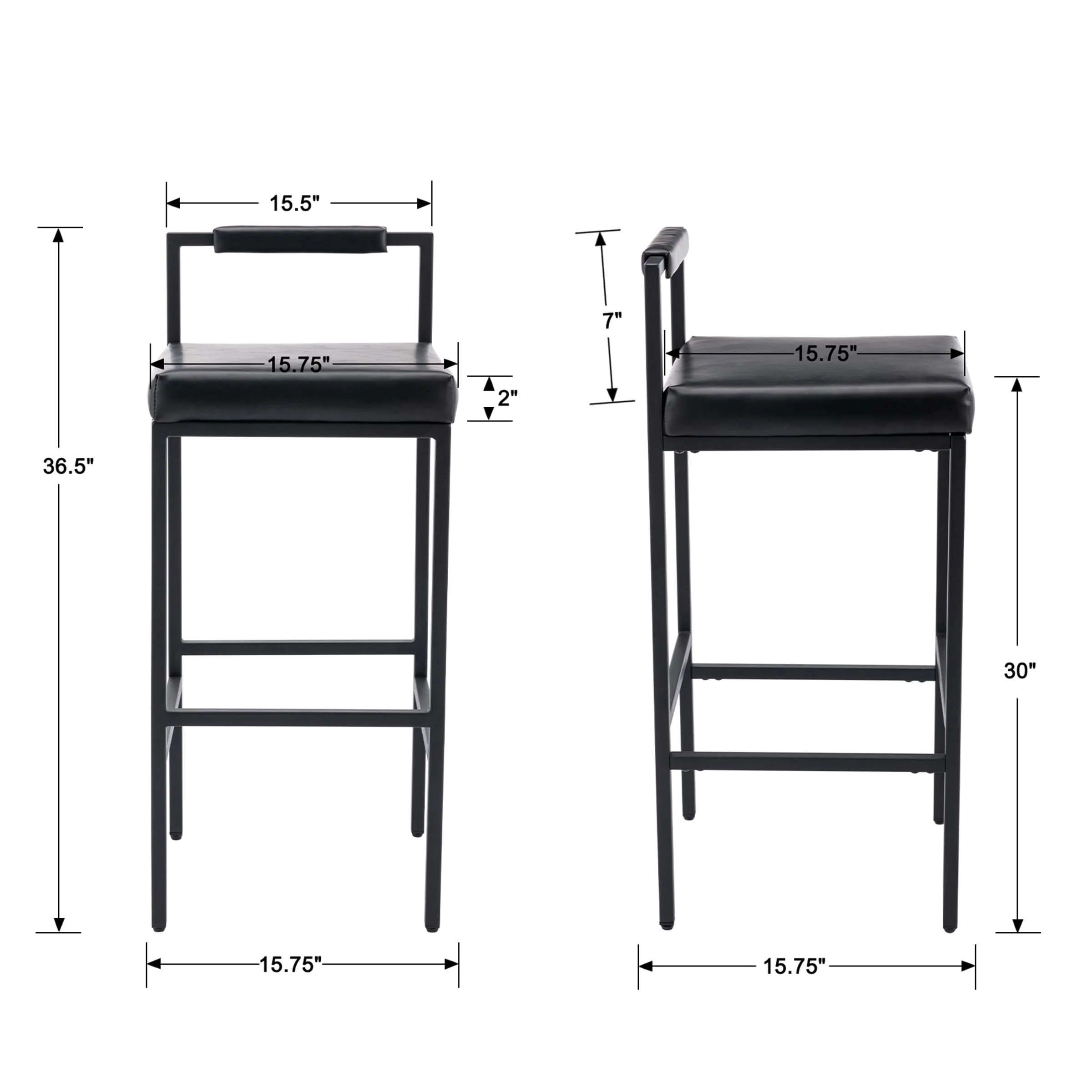 30"H Modern Low Back Bar Stools Set of 2 - 8674BS - Image 15