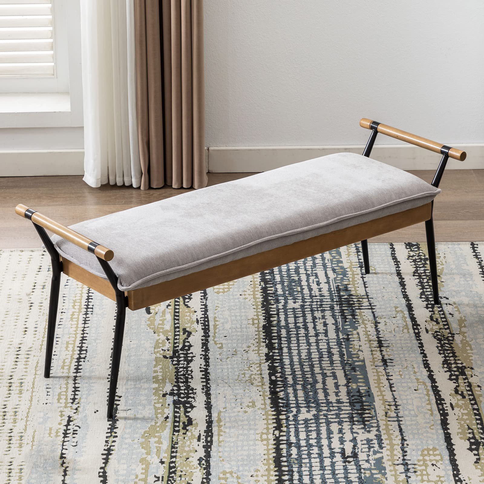 Rectangle Metal Legs Bench with Arms - 2465BH - Image 11
