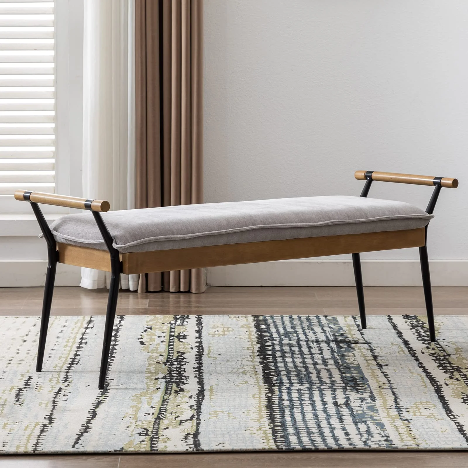 Rectangle Metal Legs Bench with Arms - 2465BH - Image 12