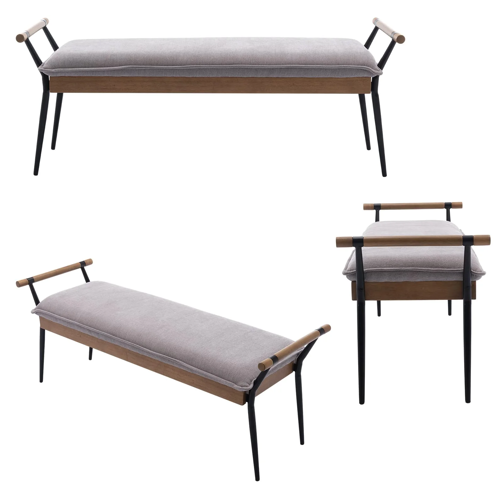 Rectangle Metal Legs Bench with Arms - 2465BH - Image 19