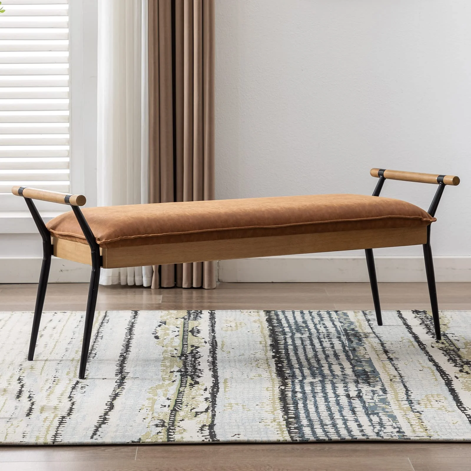 Rectangle Metal Legs Bench with Arms - 2465BH - Image 22