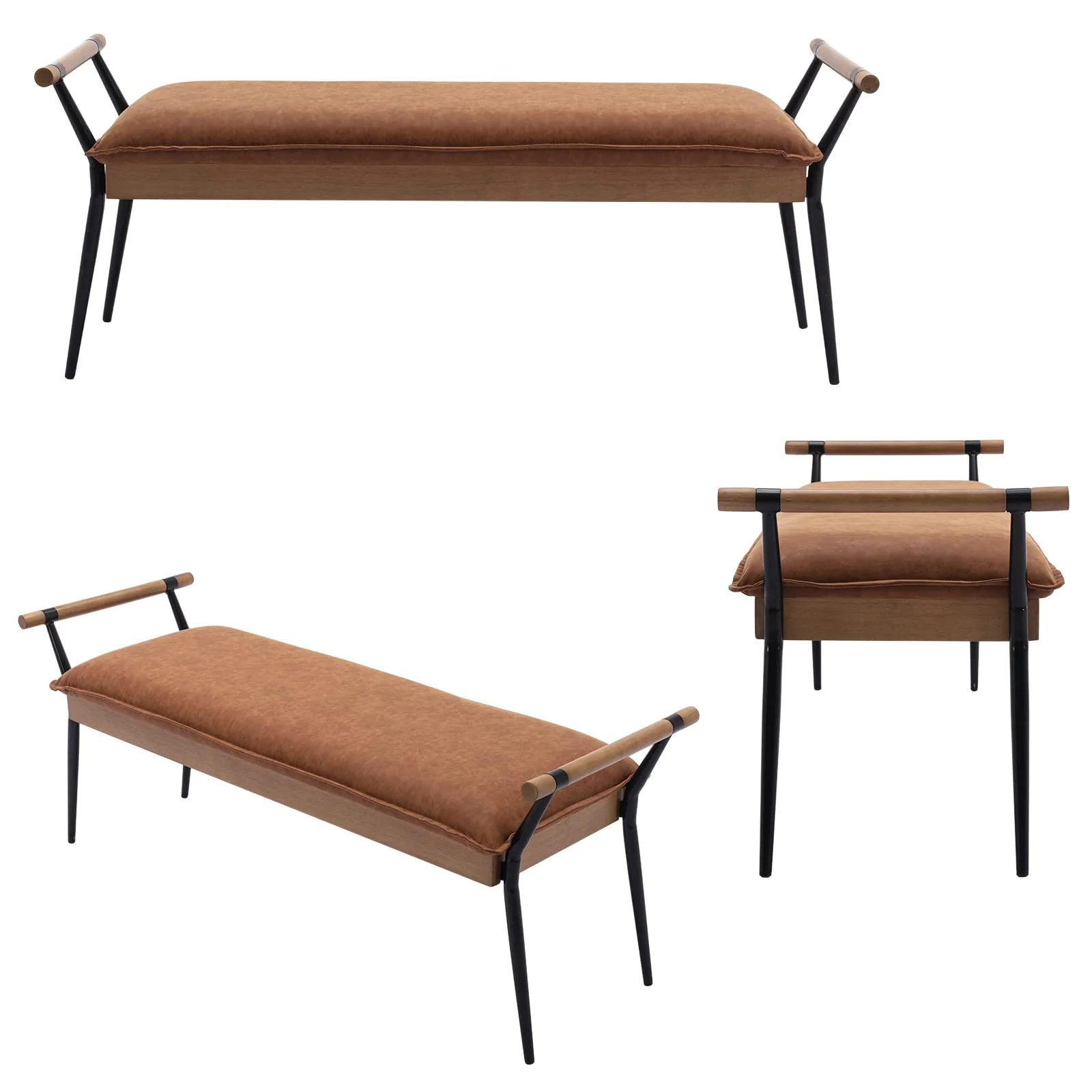 Rectangle Metal Legs Bench with Arms - 2465BH - Image 29