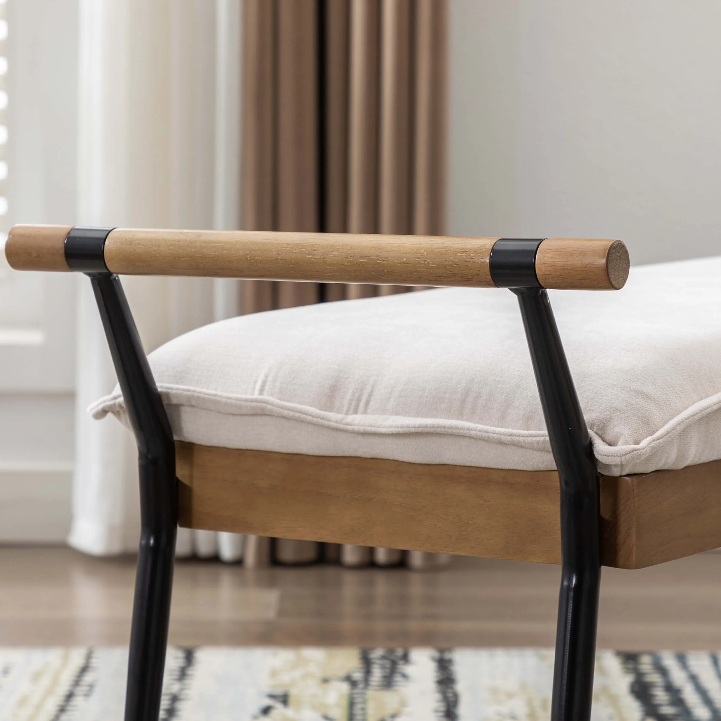 Rectangle Metal Legs Bench with Arms - 2465BH - Image 3