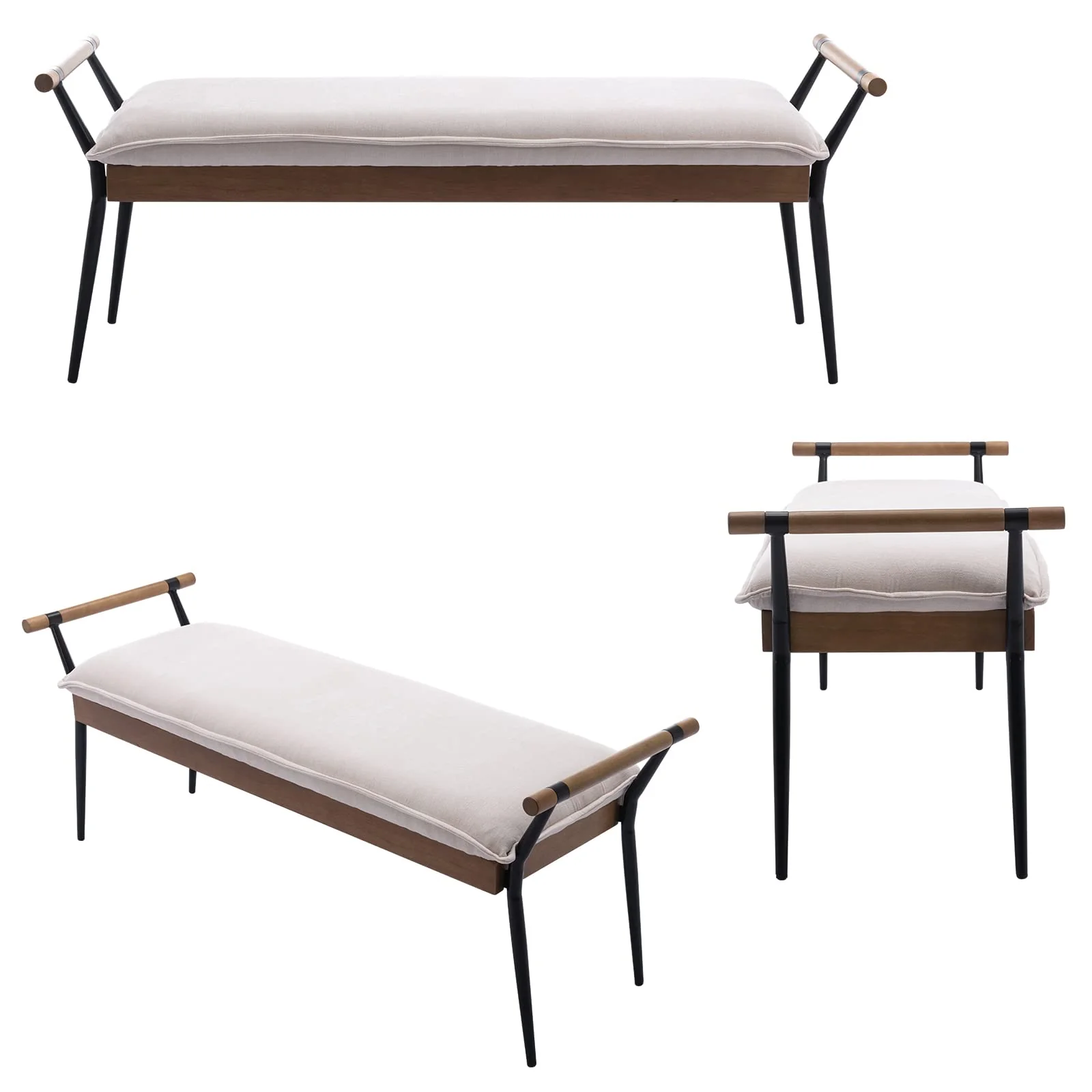 Rectangle Metal Legs Bench with Arms - 2465BH - Image 9