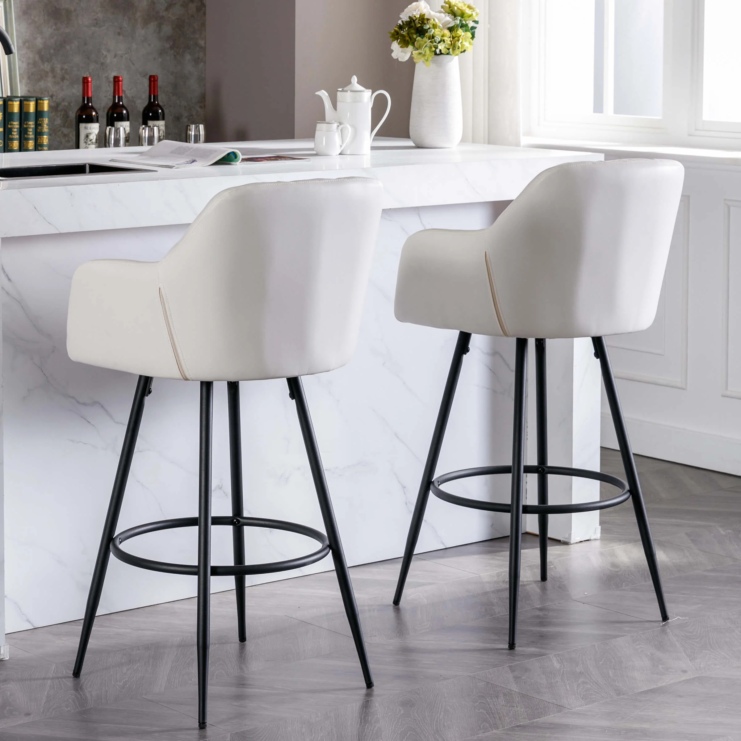 Modern Bar Stools with Back Set of 2 - 5117BS - Image 3