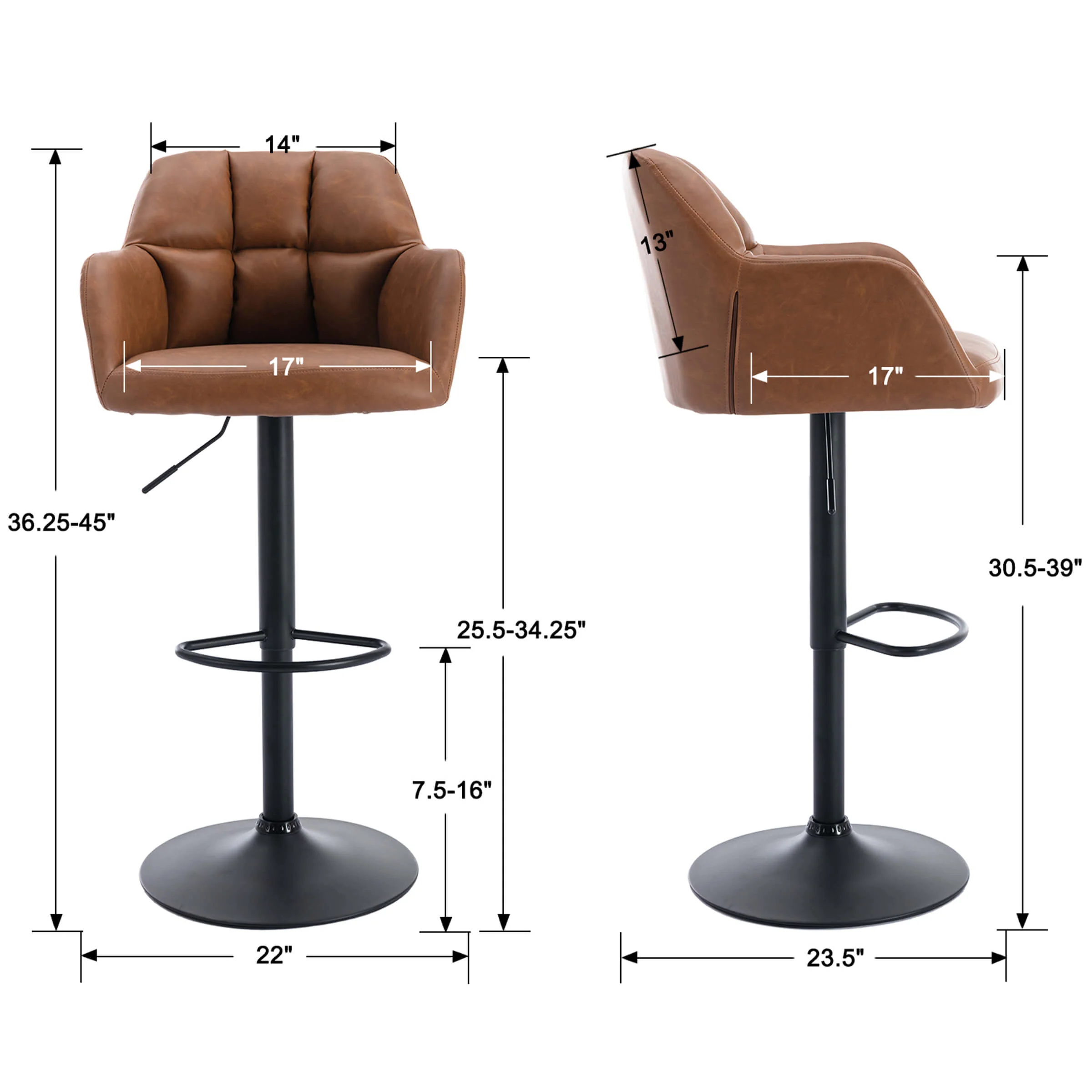 Modern Bar Stools with Back Set of 2 - 5117BS - Image 41