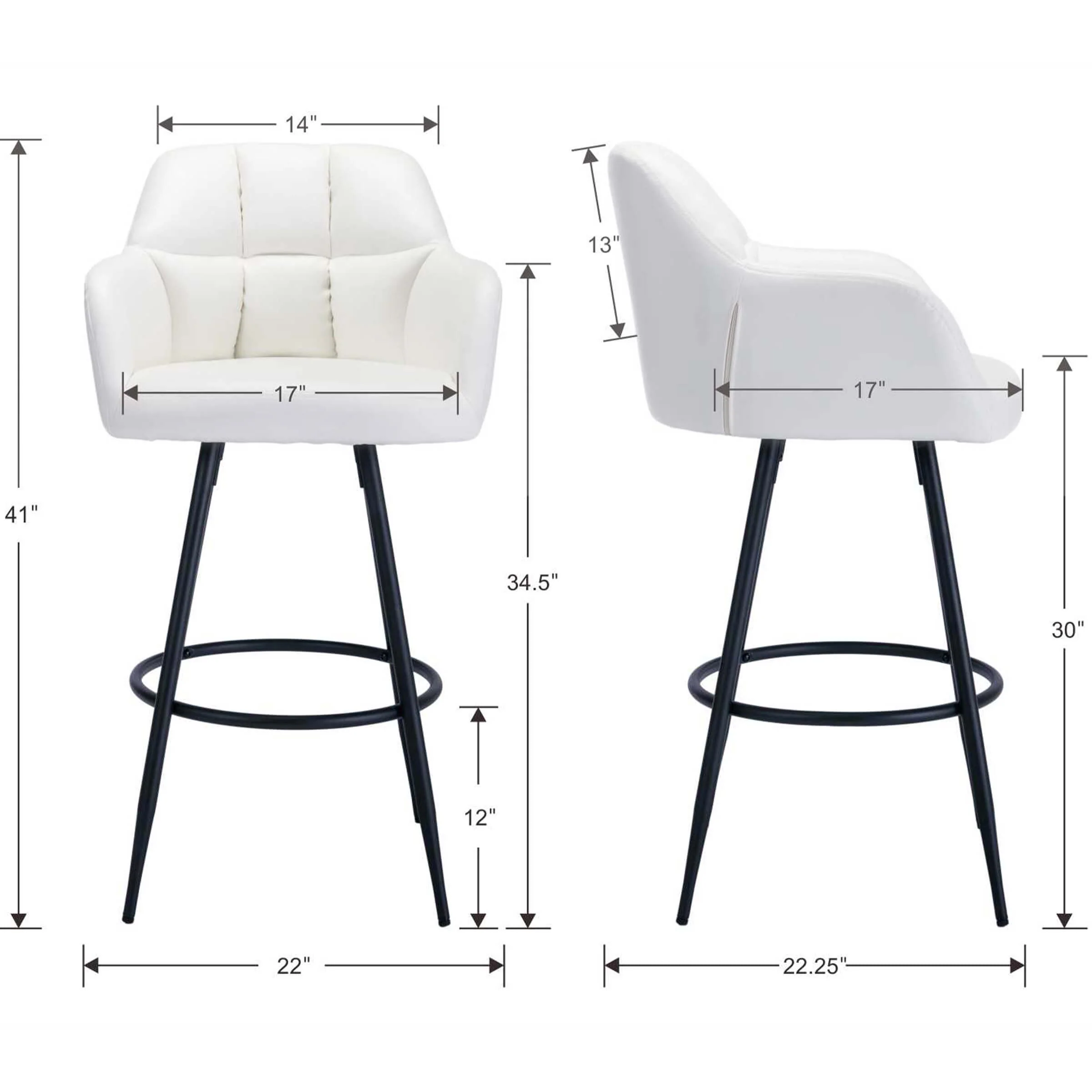 Modern Bar Stools with Back Set of 2 - 5117BS - Image 8