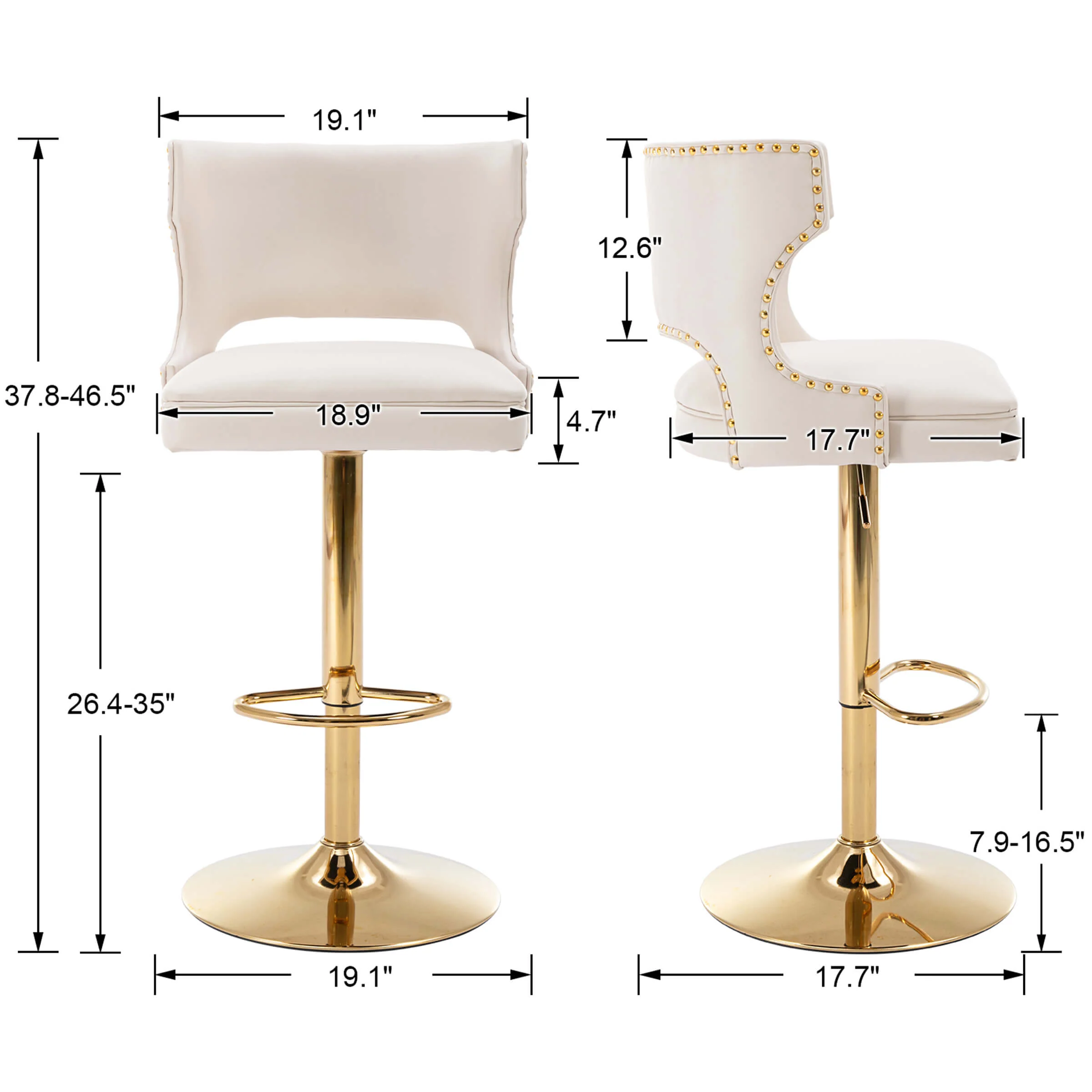 Modern Swivel Bar Stools with Back Set of 2 - X118AB - Image 8