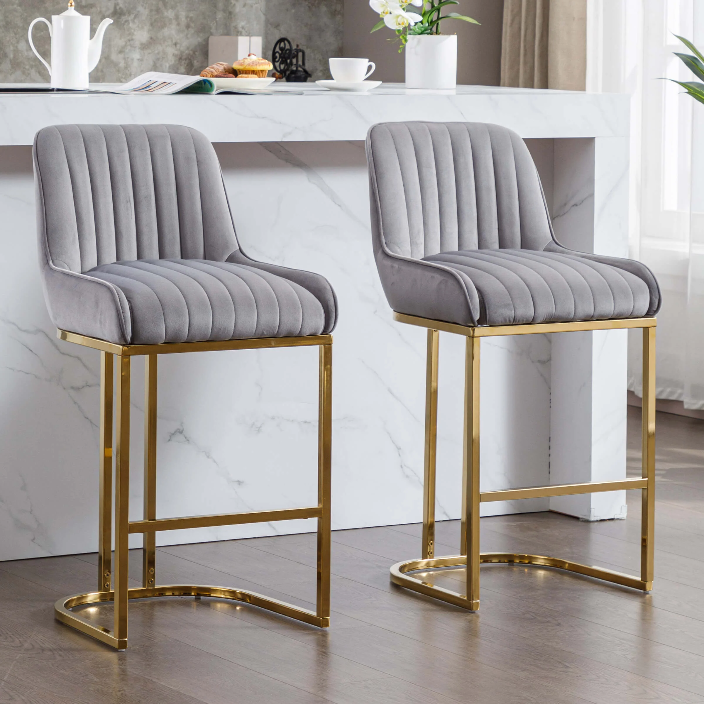 Modern Tufted Counter Stools Set of 2 - 9043CS - Image 14