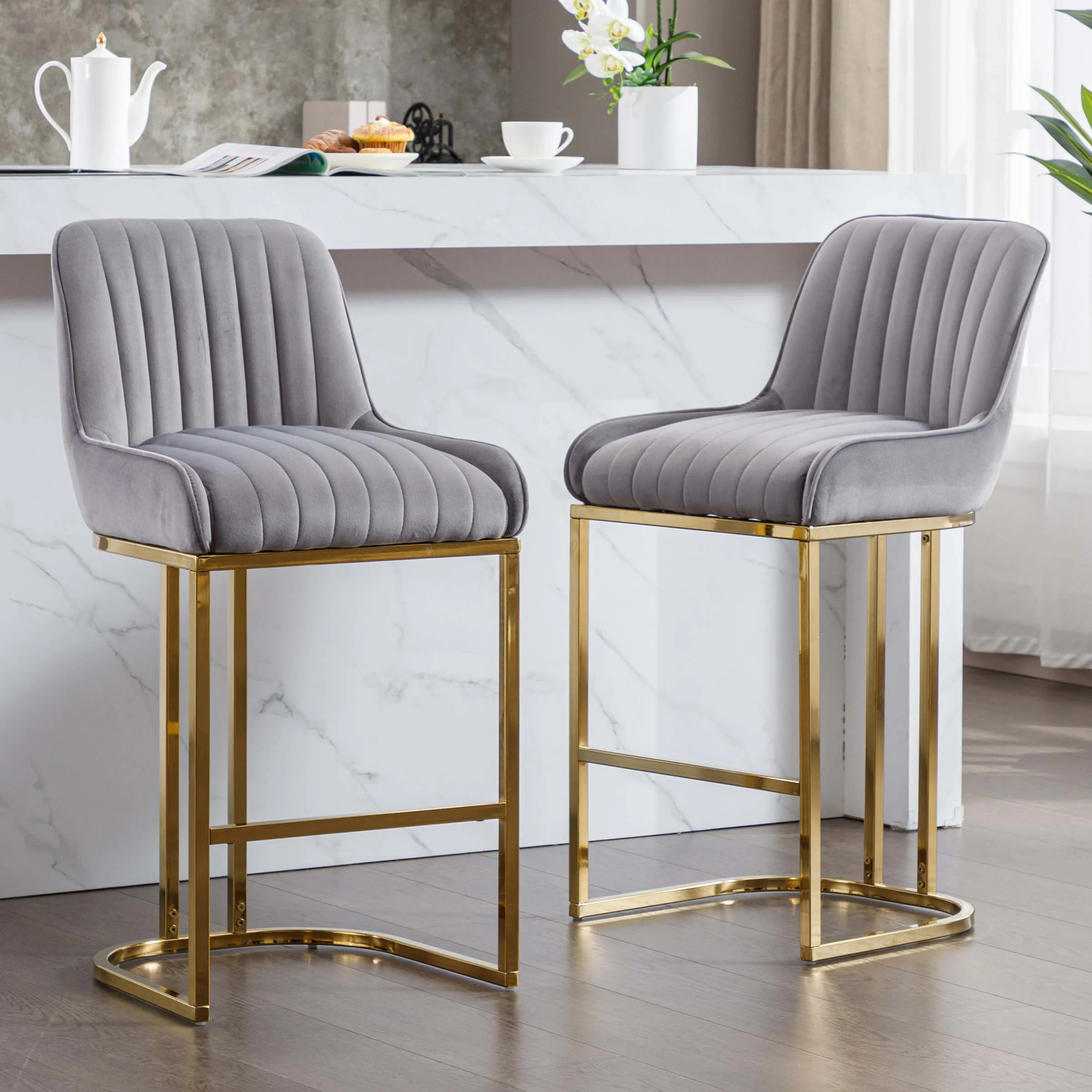 Modern Tufted Counter Stools Set of 2 - 9043CS - Image 16
