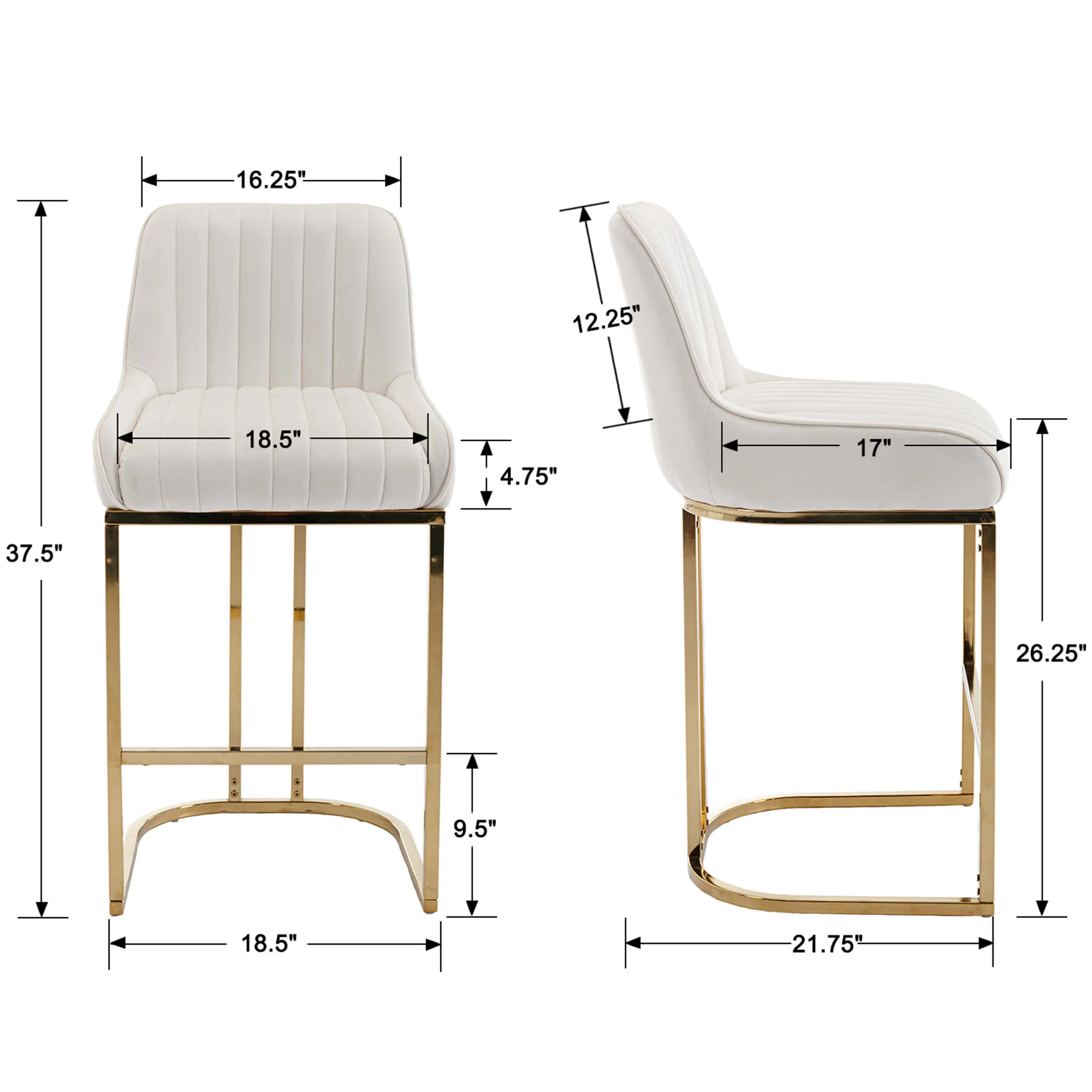 Modern Tufted Counter Stools Set of 2 - 9043CS - Image 7