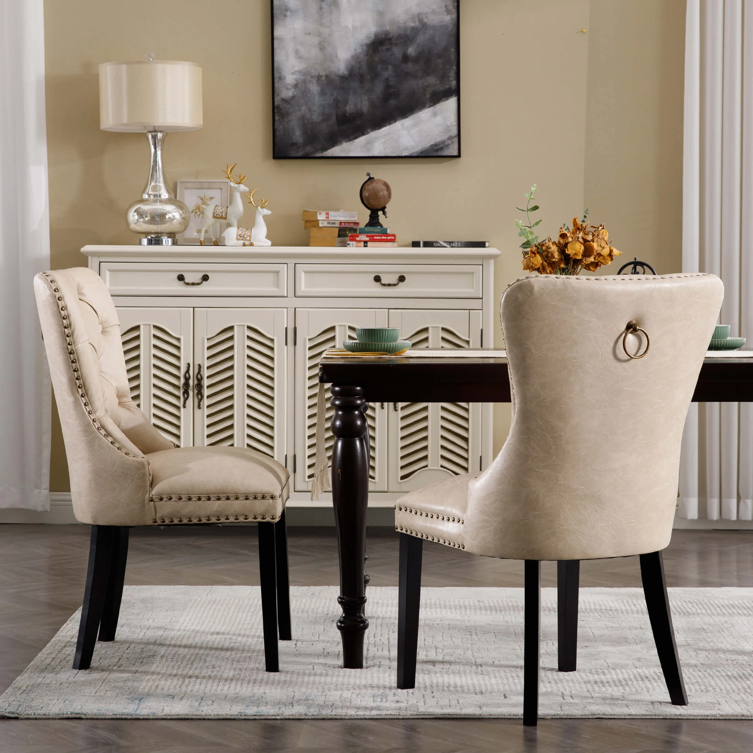 Mufted Leather Dining Chairs Set of 2 - 1029DC - Image 10