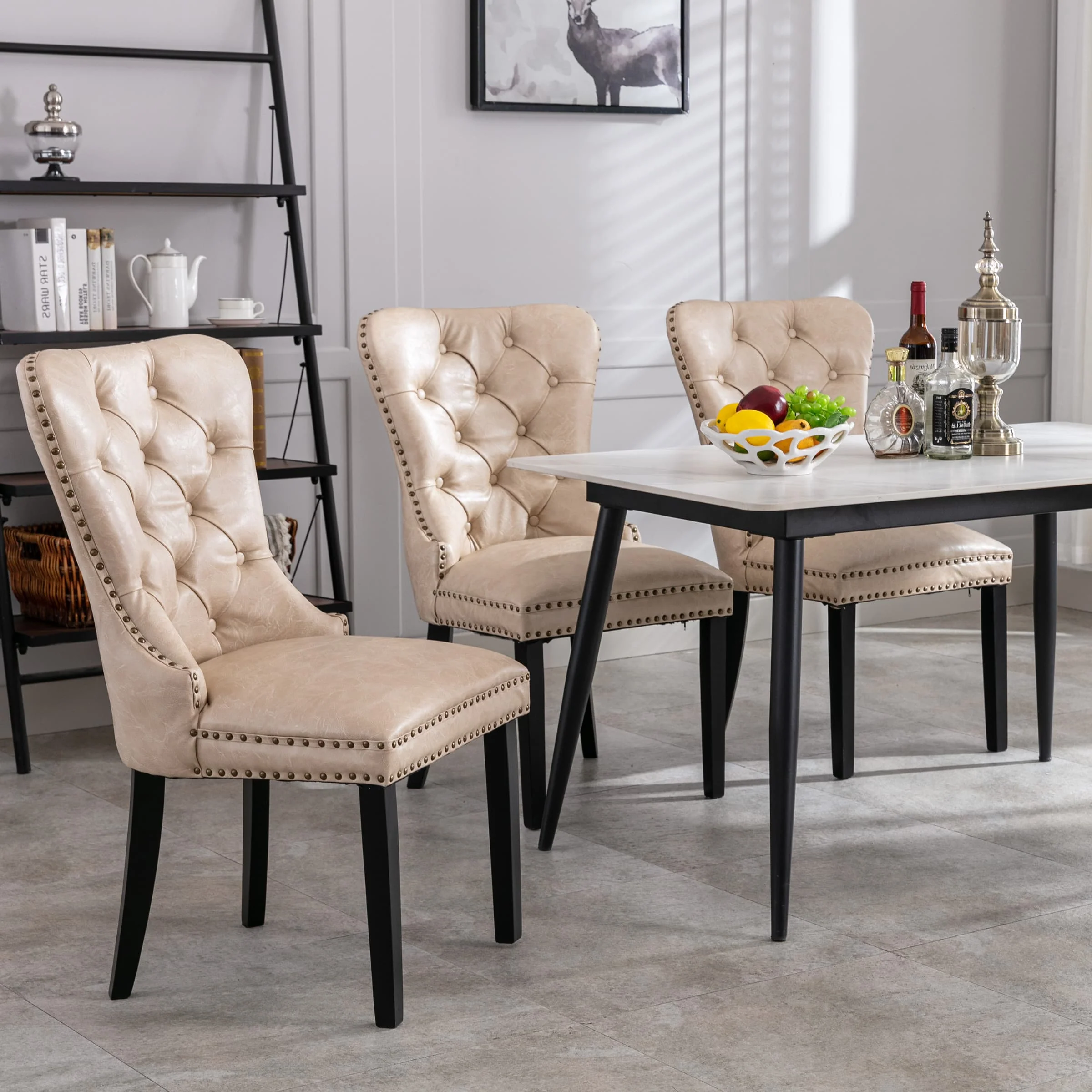 Mufted Leather Dining Chairs Set of 2 - 1029DC - Image 11