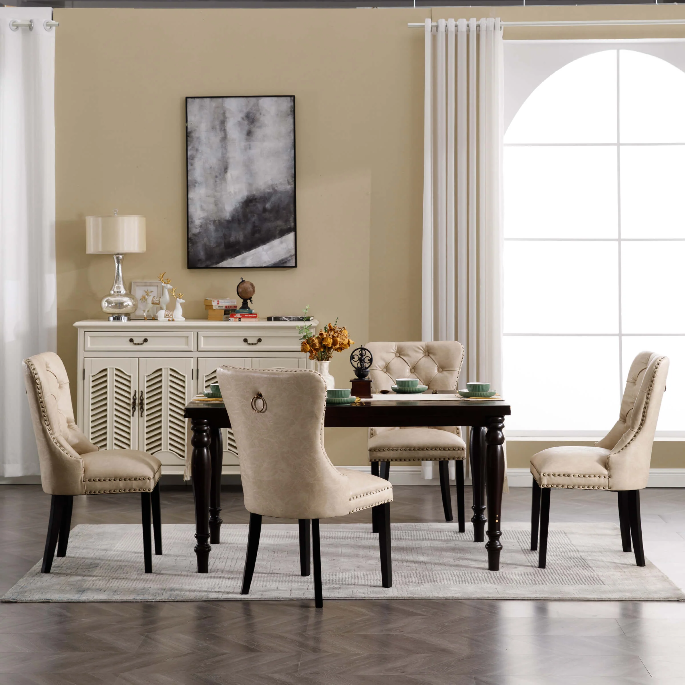Mufted Leather Dining Chairs Set of 2 - 1029DC - Image 12