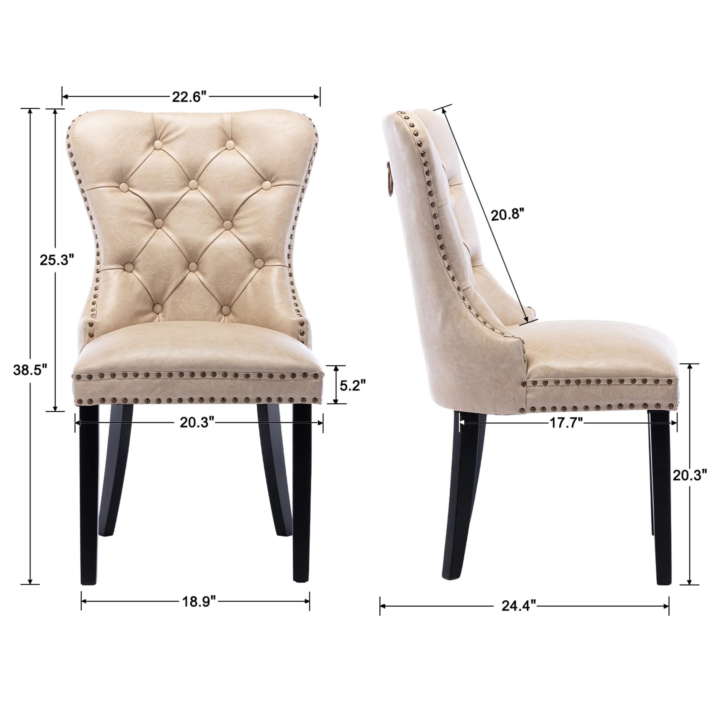 Mufted Leather Dining Chairs Set of 2 - 1029DC - Image 16