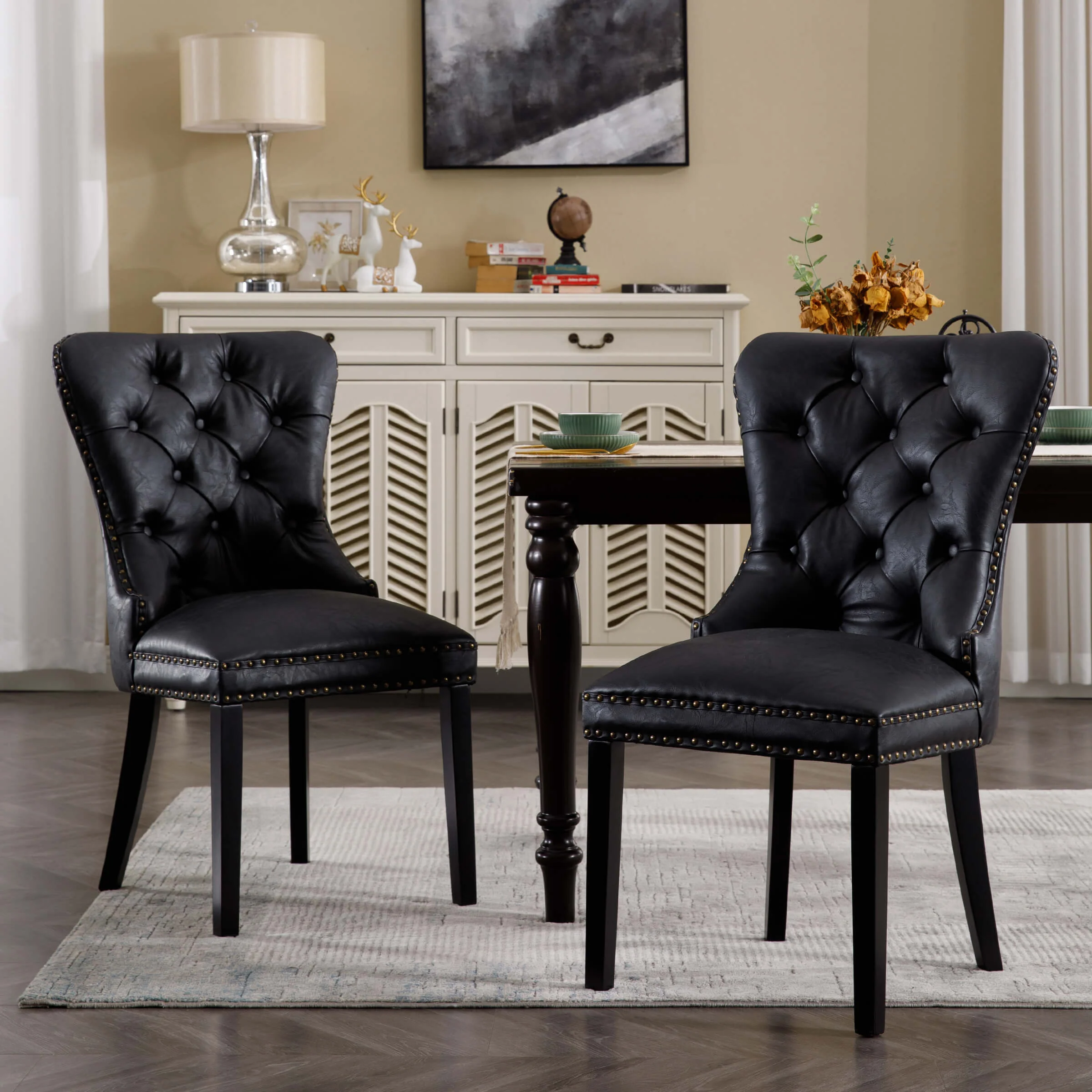 Mufted Leather Dining Chairs Set of 2 - 1029DC - Image 17
