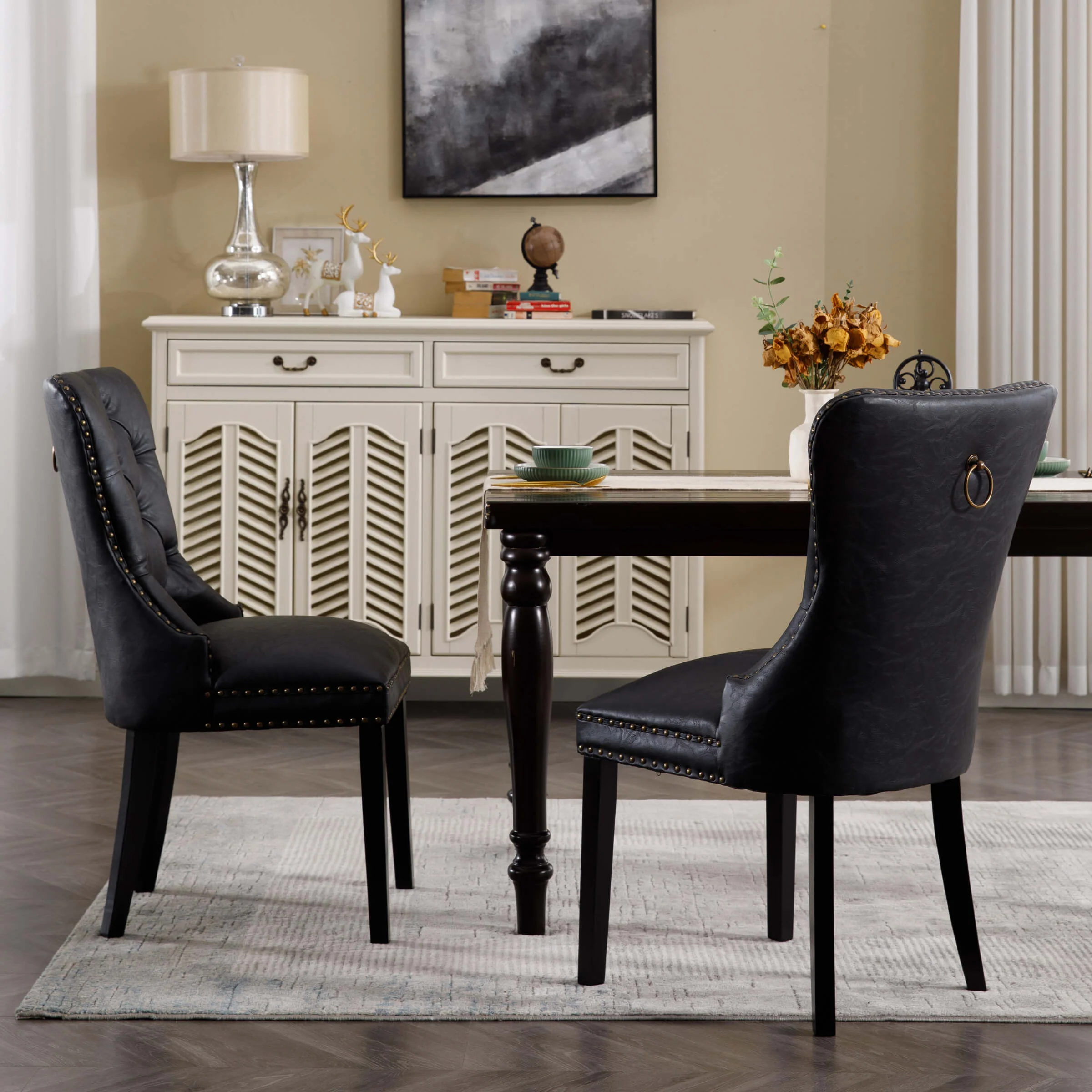 Mufted Leather Dining Chairs Set of 2 - 1029DC - Image 18