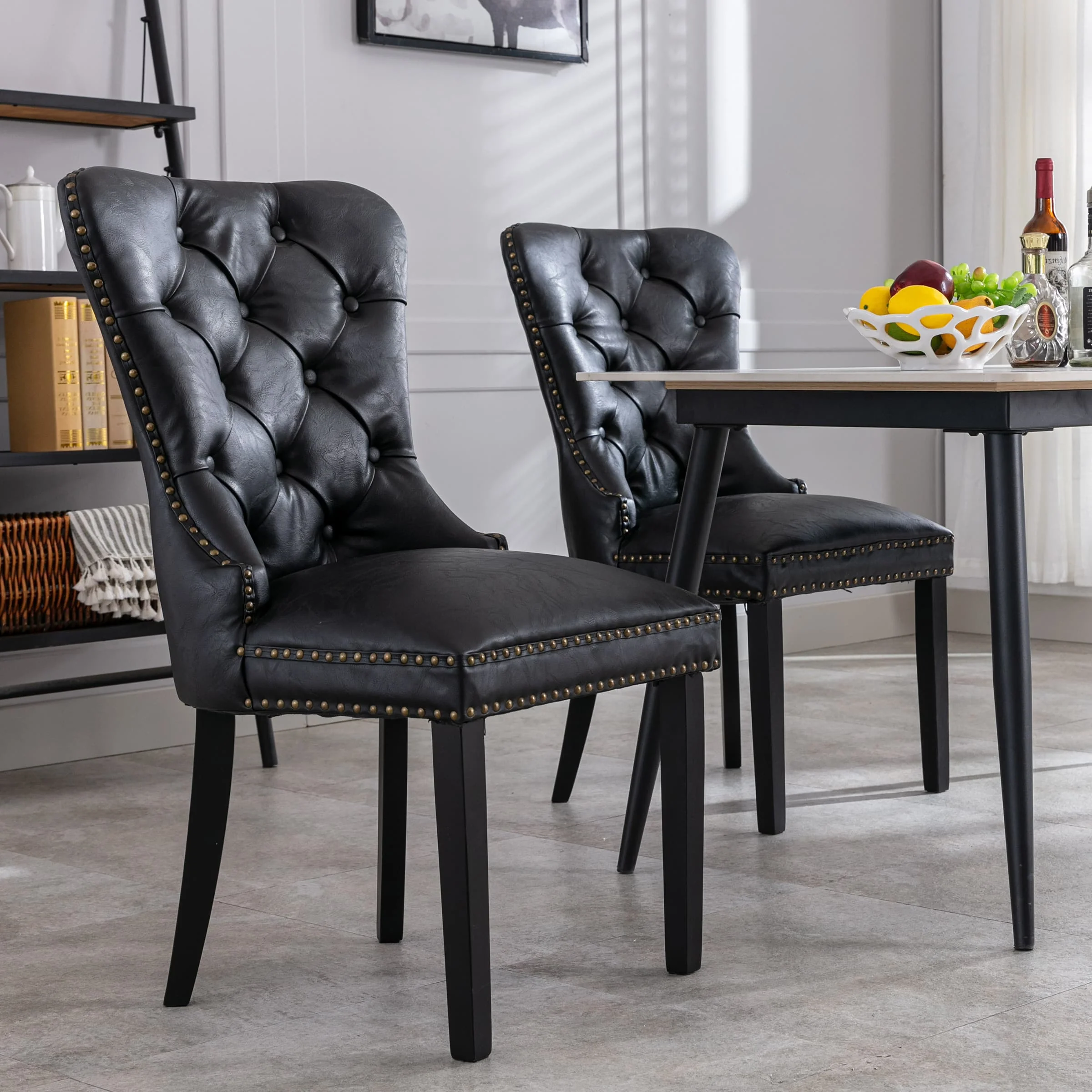 Mufted Leather Dining Chairs Set of 2 - 1029DC - Image 19