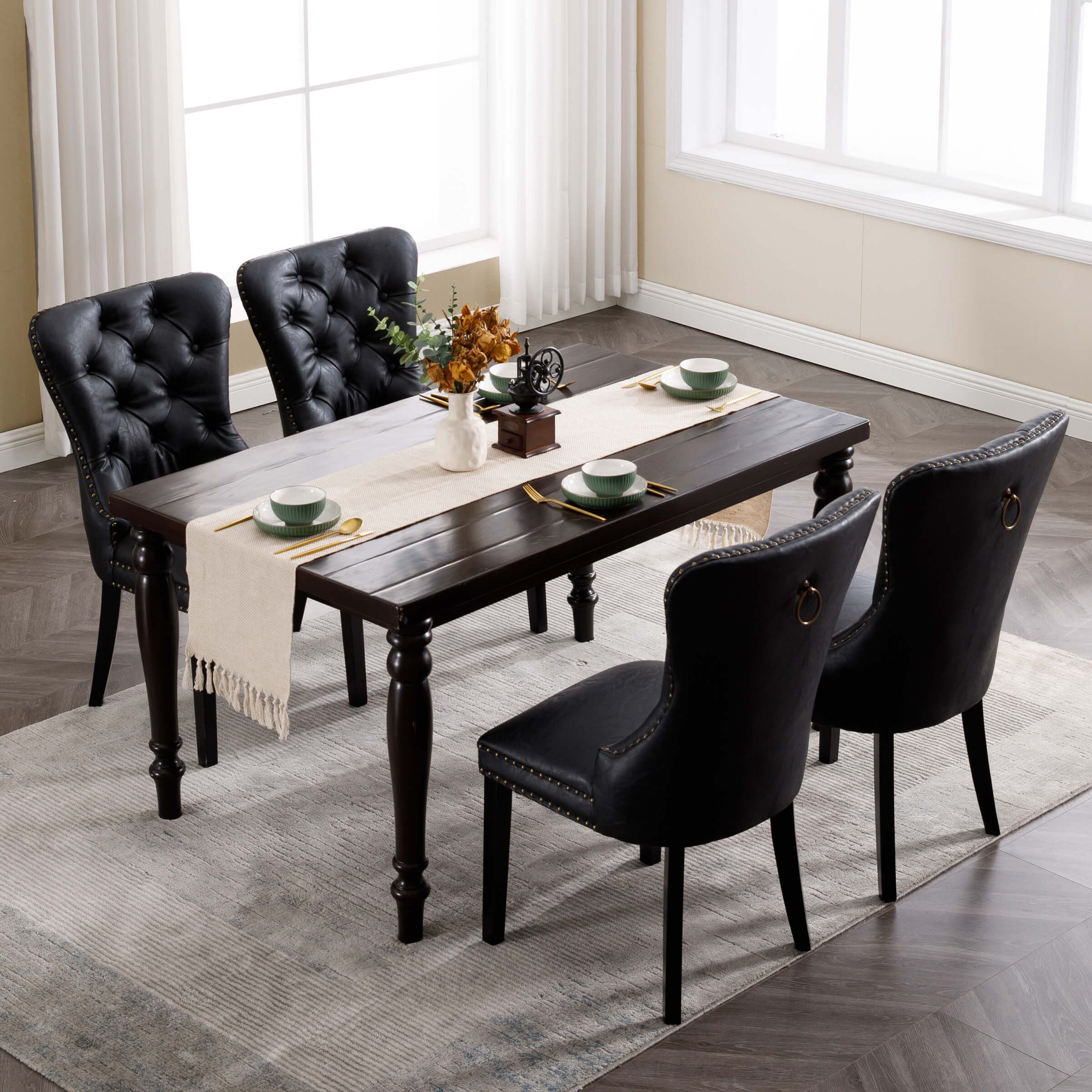 Mufted Leather Dining Chairs Set of 2 - 1029DC - Image 20