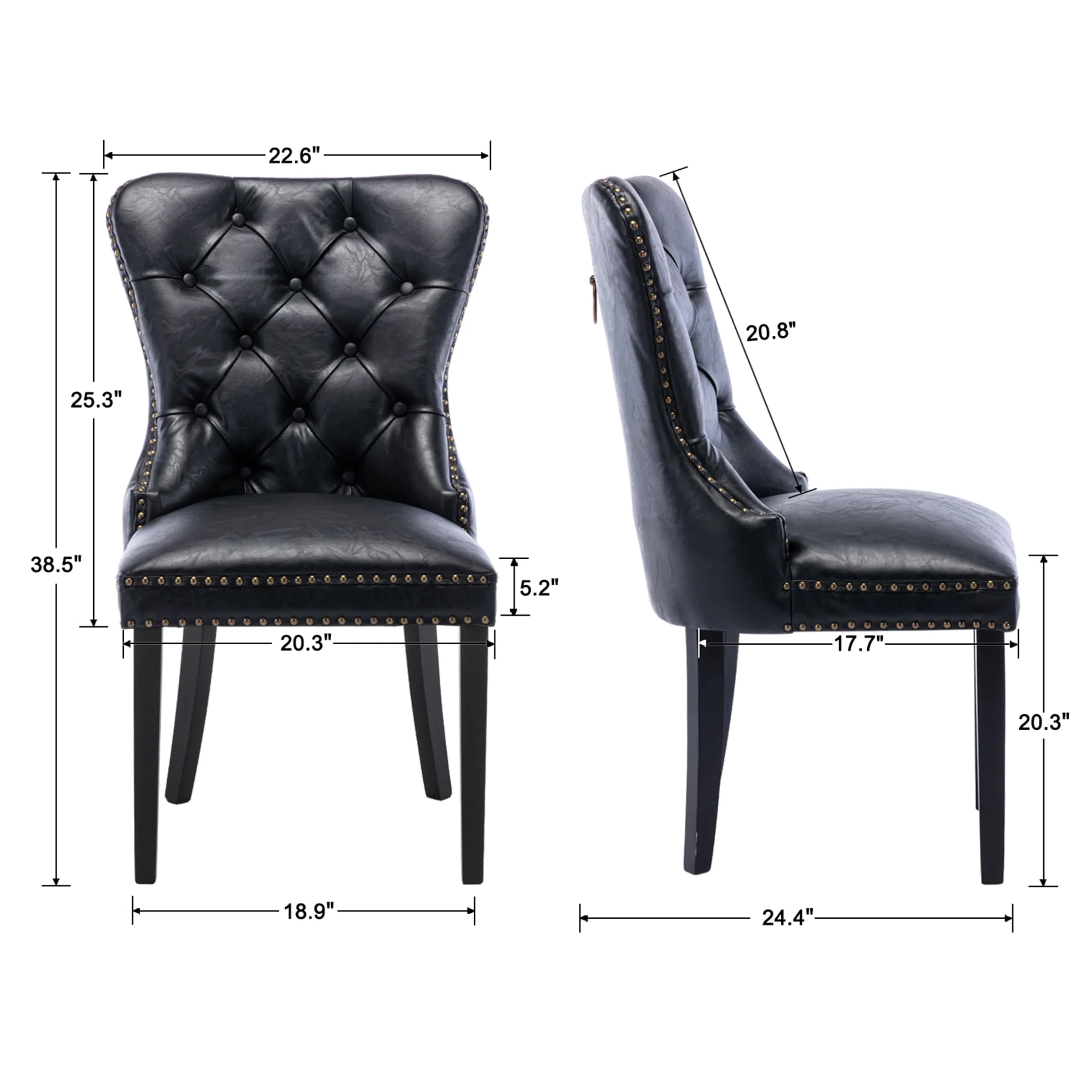 Mufted Leather Dining Chairs Set of 2 - 1029DC - Image 24
