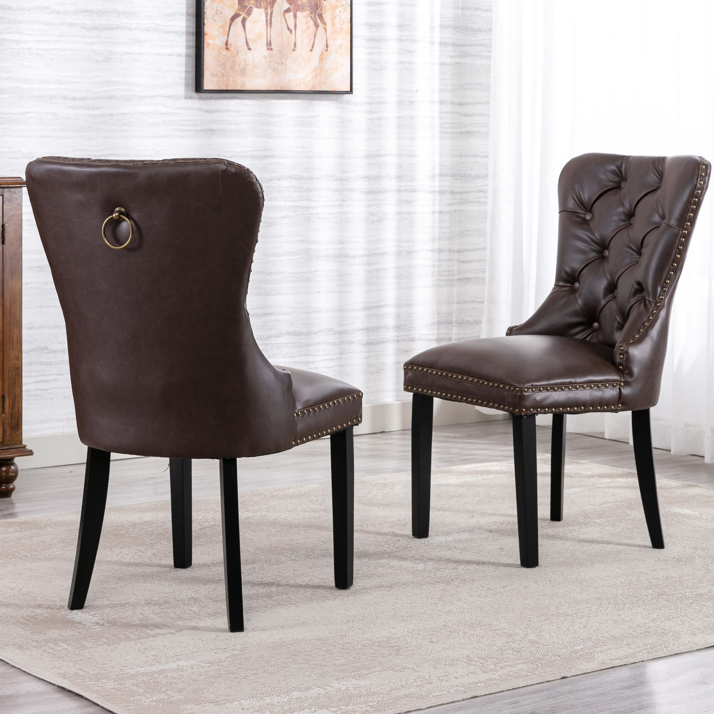 Mufted Leather Dining Chairs Set of 2 - 1029DC - Image 26