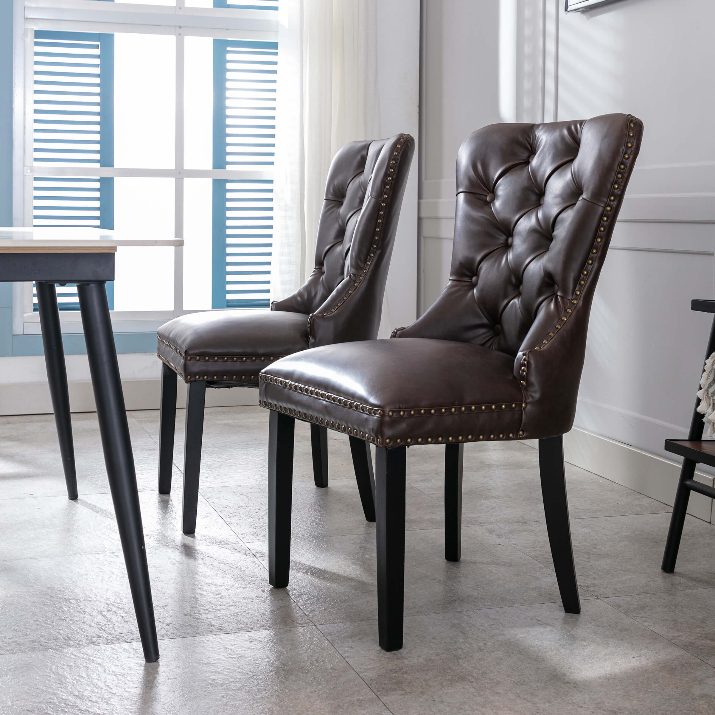 Mufted Leather Dining Chairs Set of 2 - 1029DC - Image 27
