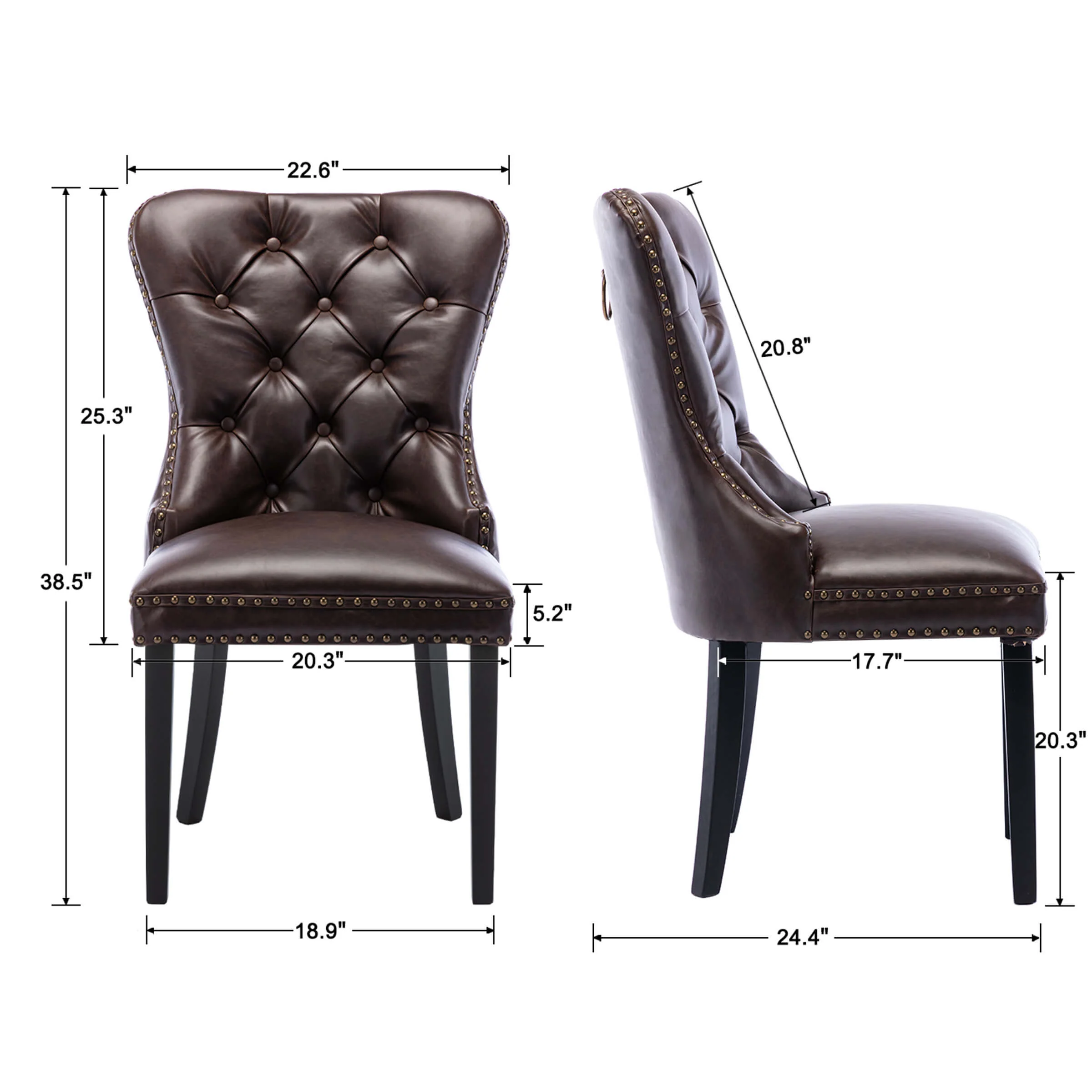 Mufted Leather Dining Chairs Set of 2 - 1029DC - Image 32