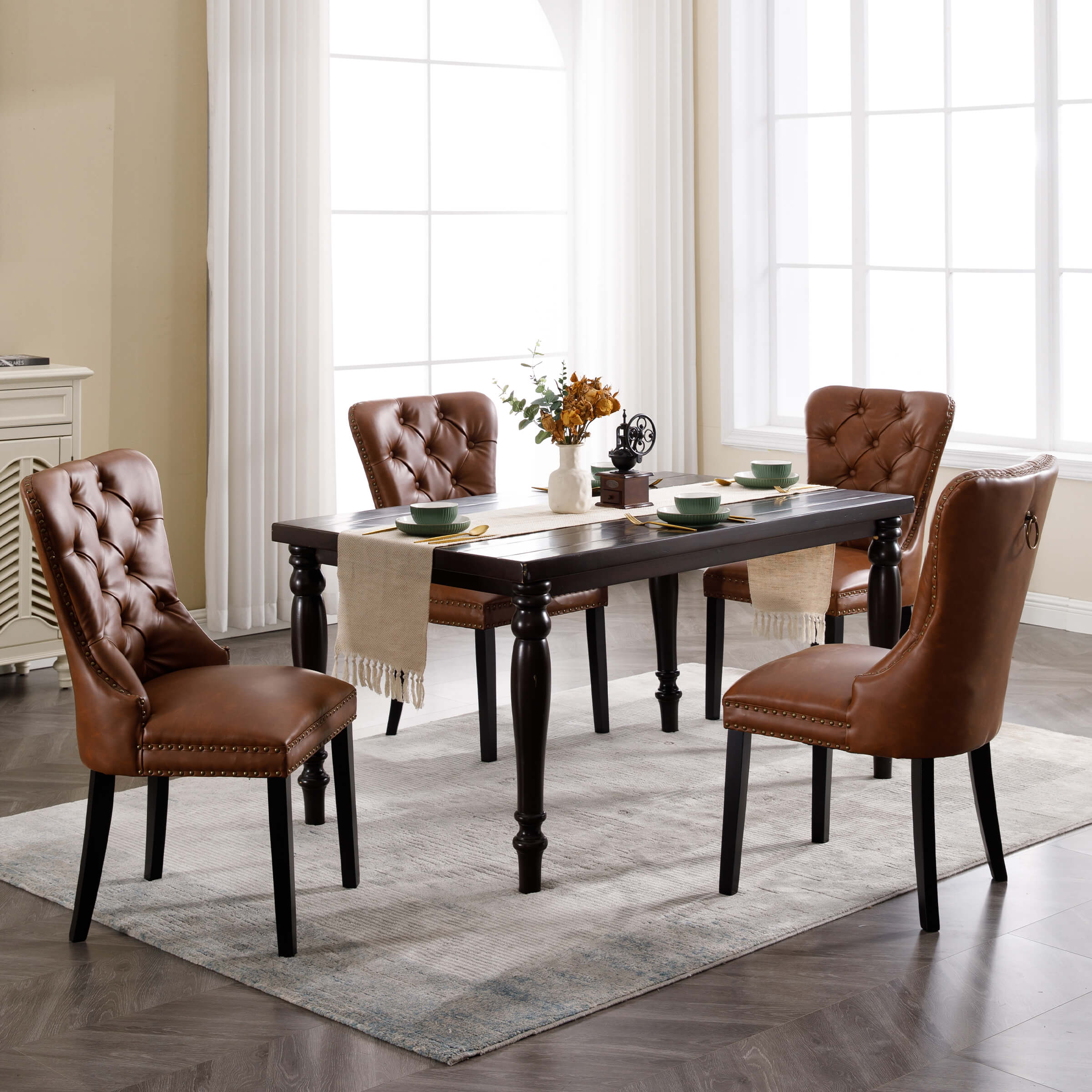 Mufted Leather Dining Chairs Set of 2 - 1029DC - Image 4