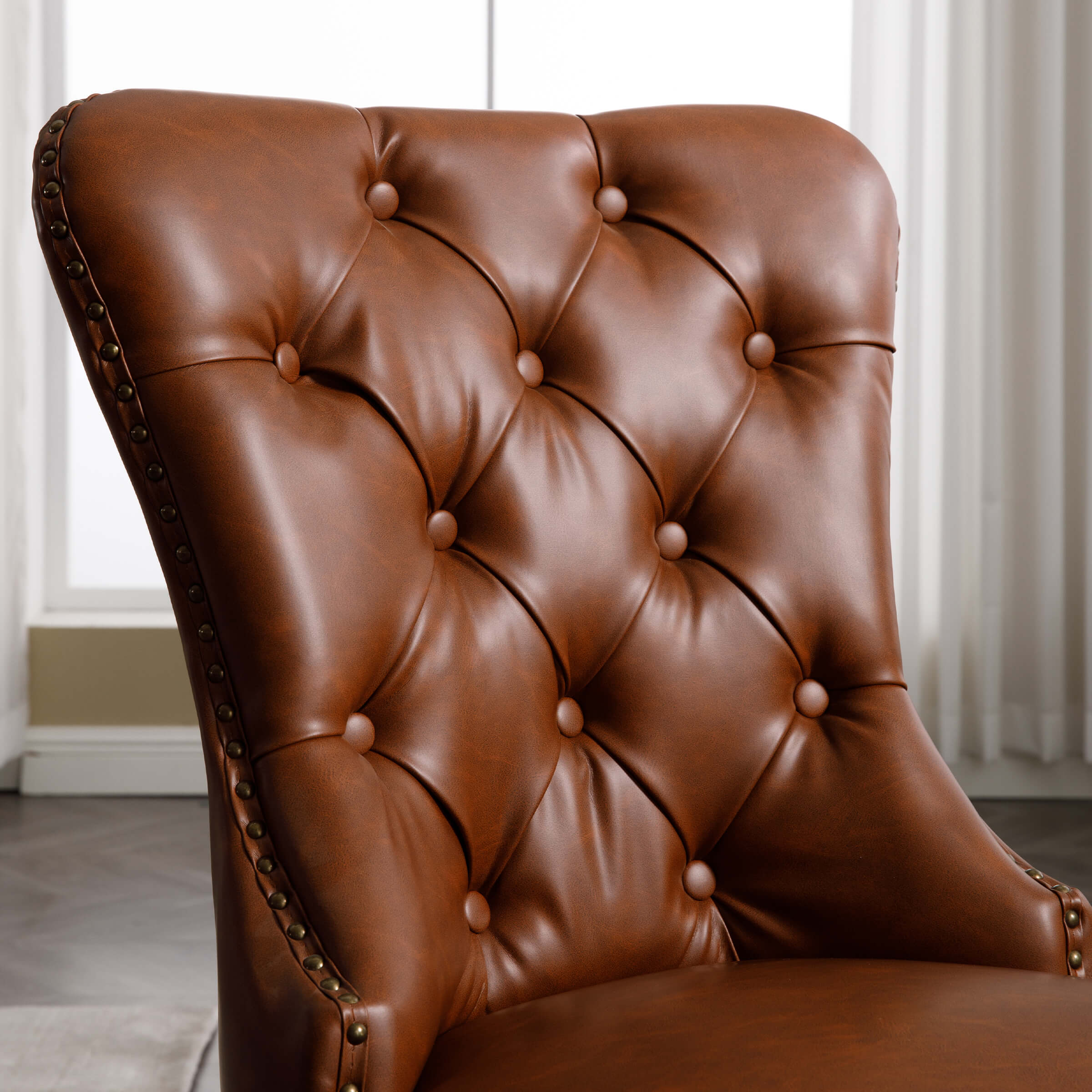 Mufted Leather Dining Chairs Set of 2 - 1029DC - Image 5