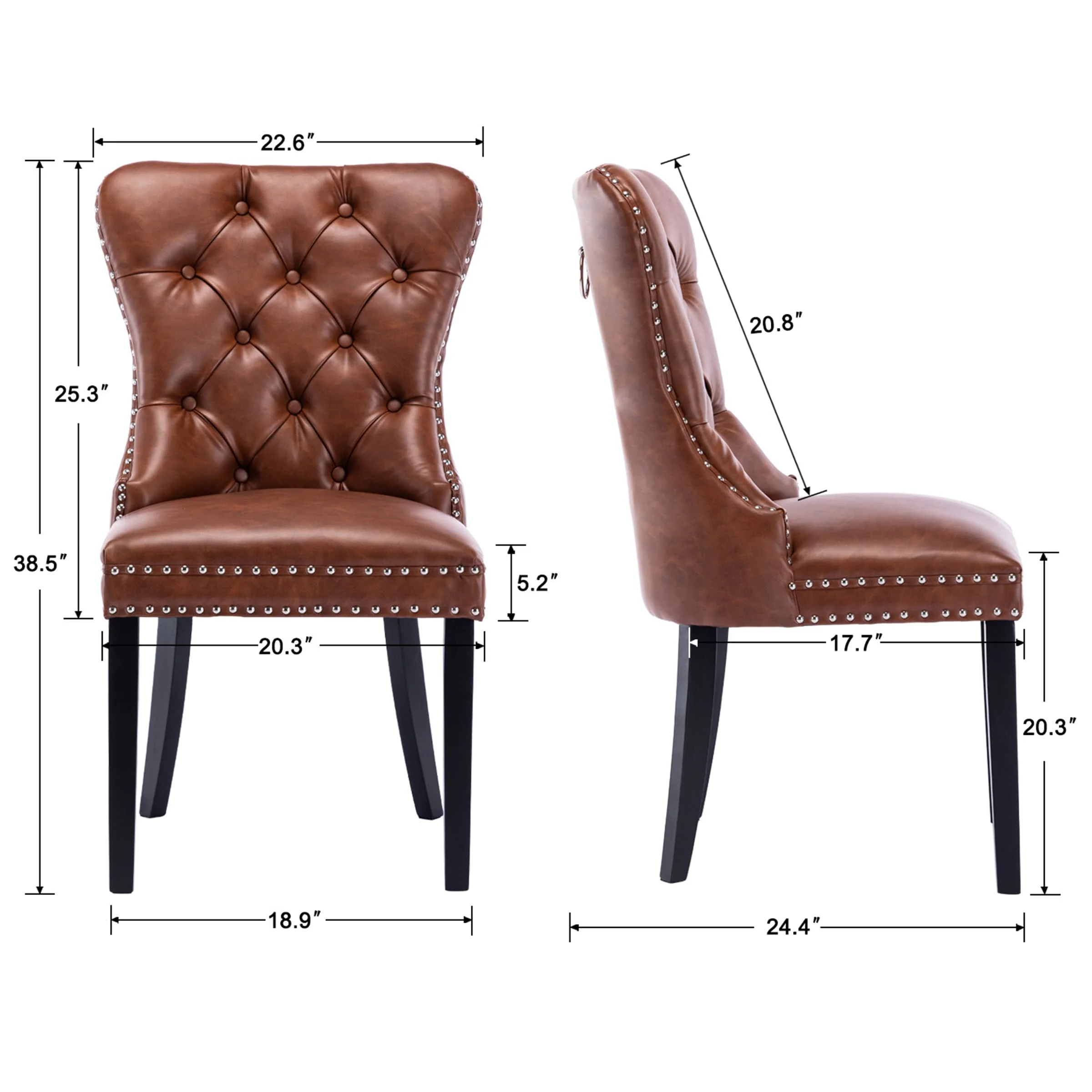 Mufted Leather Dining Chairs Set of 2 - 1029DC - Image 8