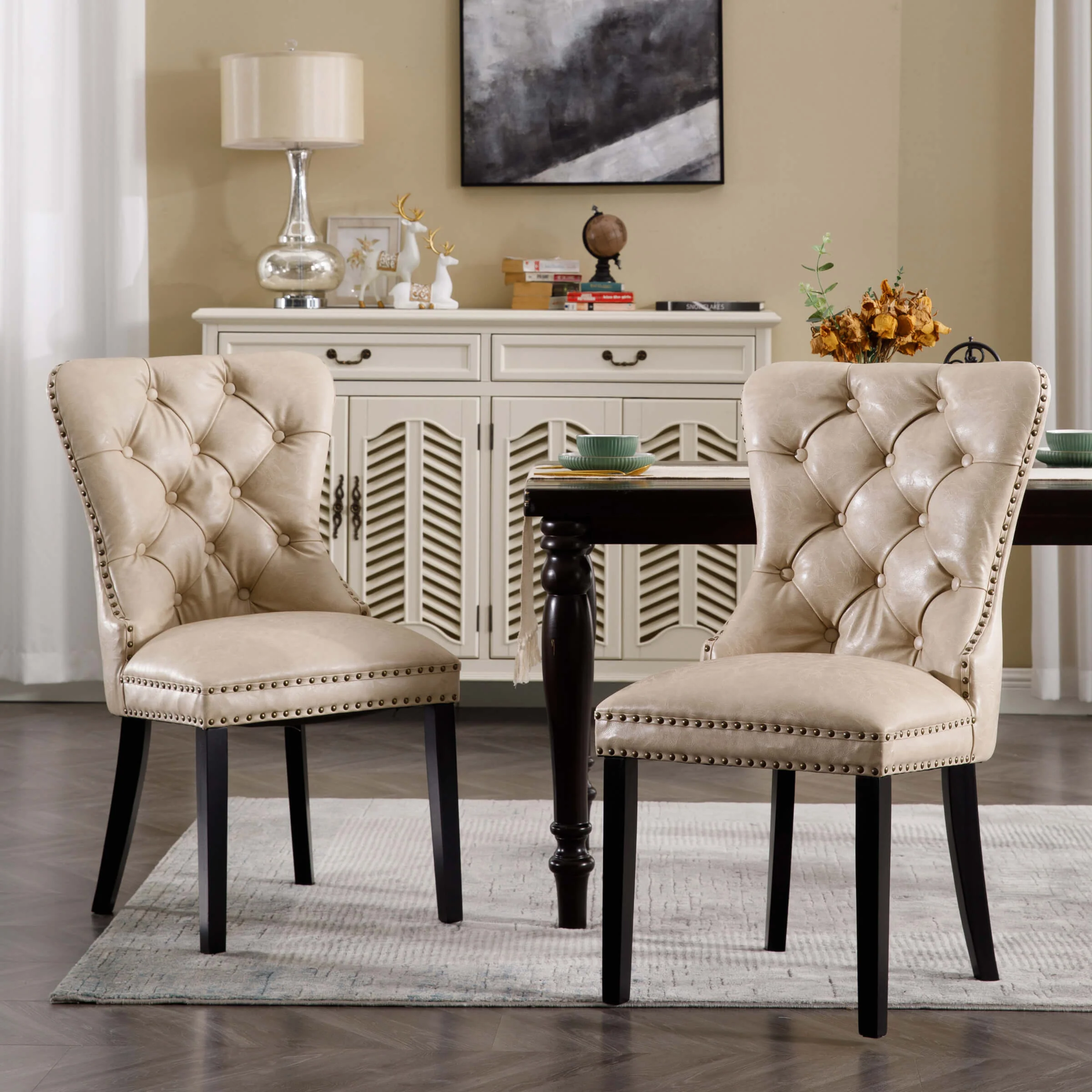 Mufted Leather Dining Chairs Set of 2 - 1029DC - Image 9