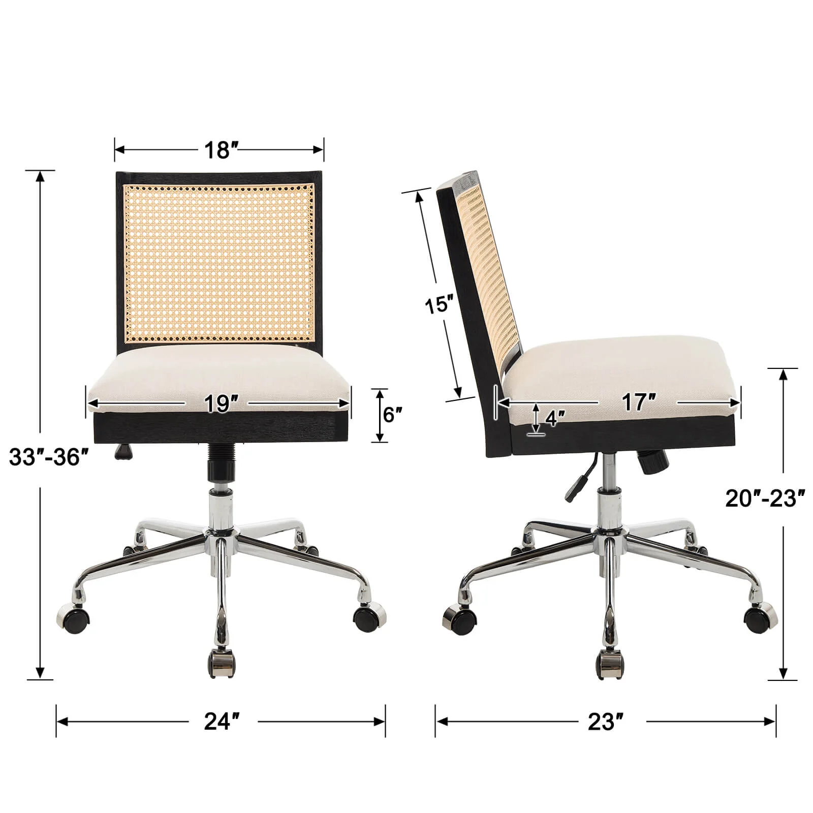 Rattan Back Adjustable Office Chair - 8069OC - Image 10