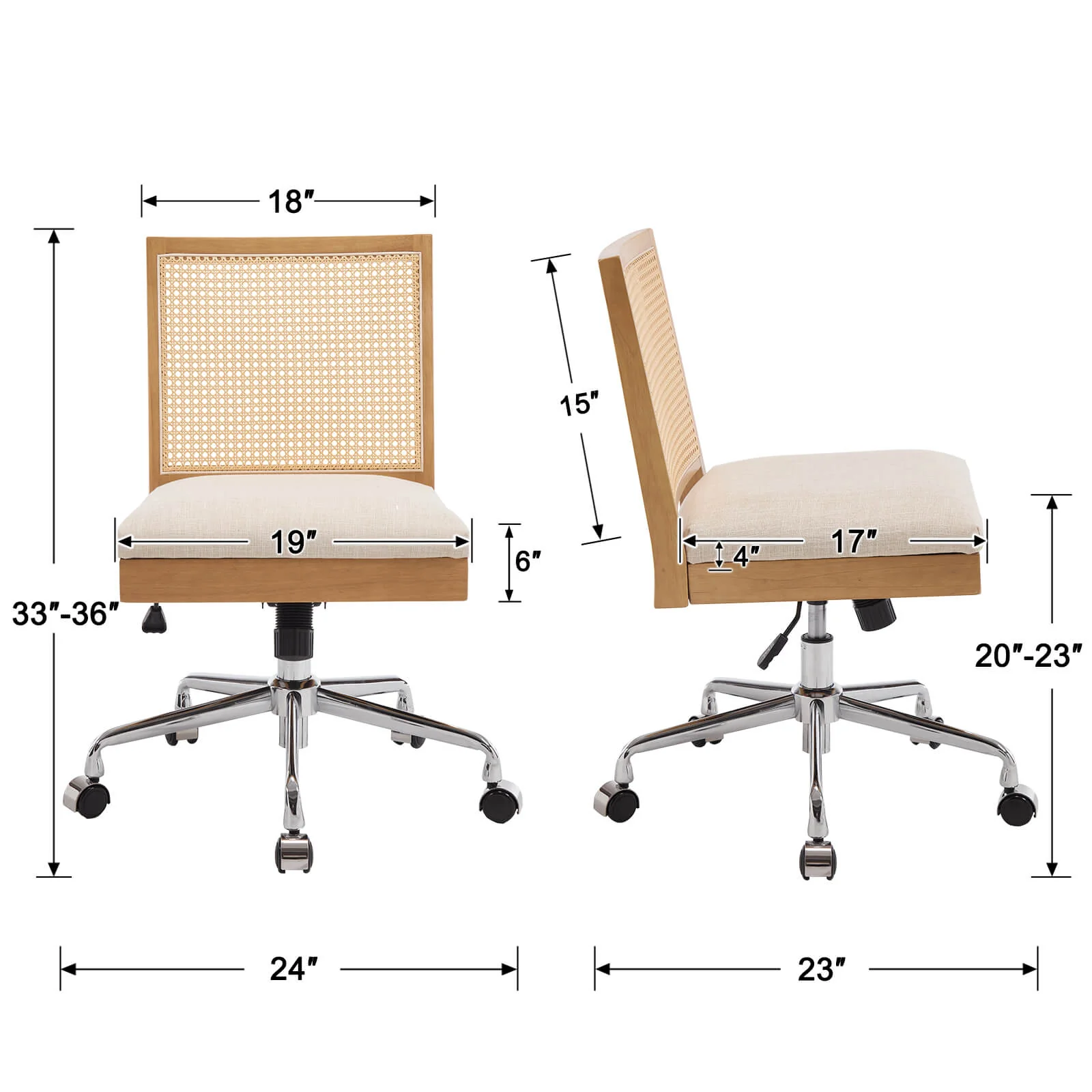 Rattan Back Adjustable Office Chair - 8069OC - Image 5