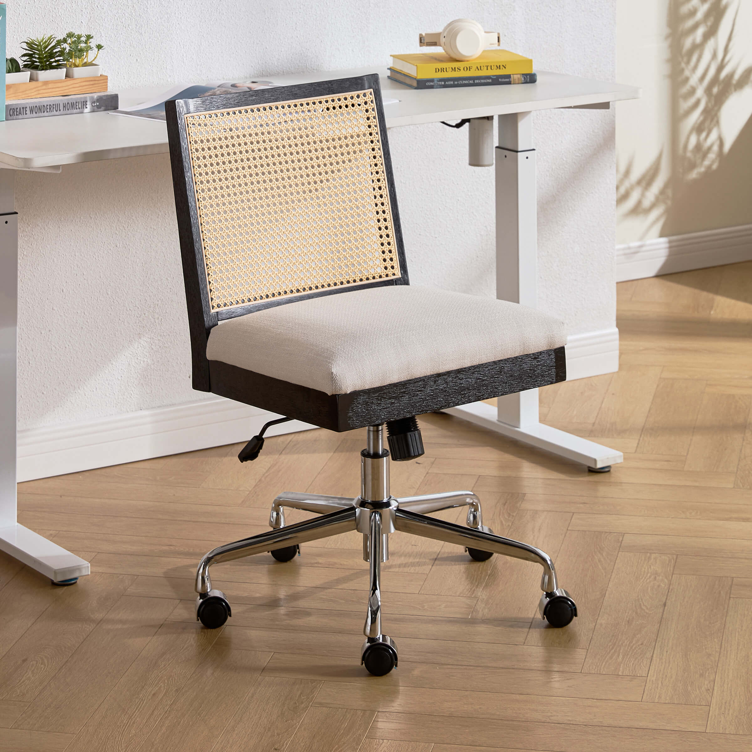 Rattan Back Adjustable Office Chair - 8069OC - Image 6