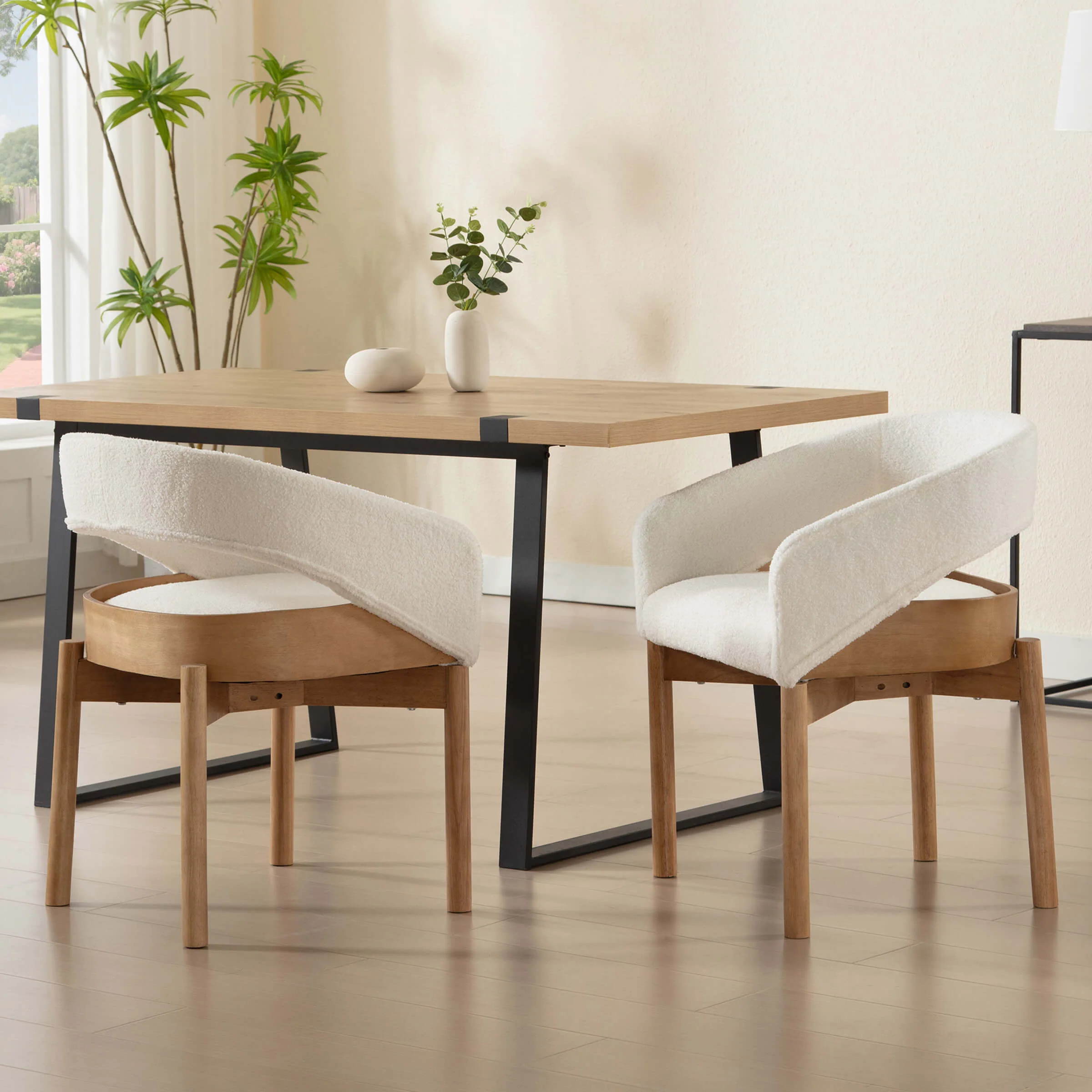 Open Barrel Curved Back Dining Chairs Set of 2 - 1999DC - Image 10