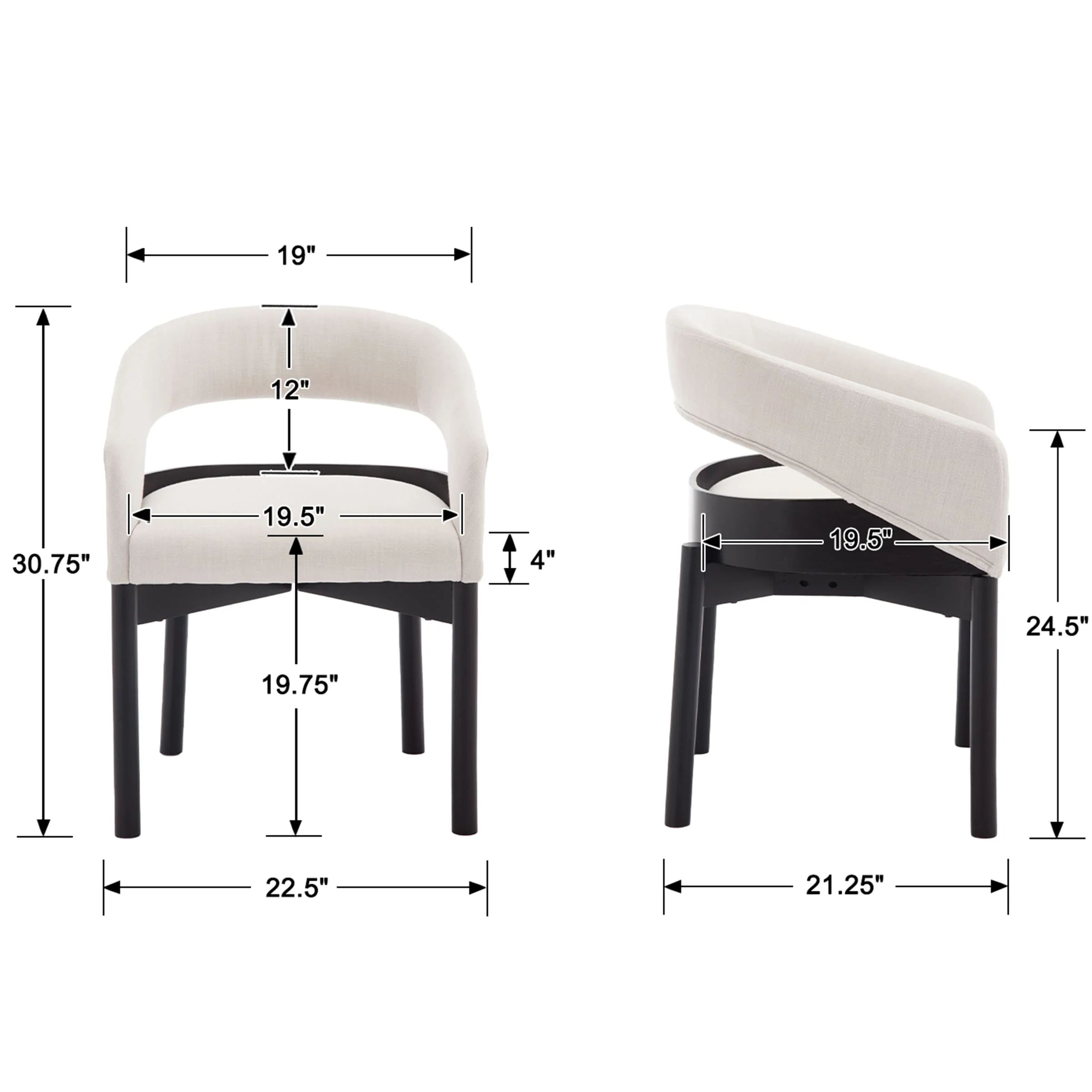 Open Barrel Curved Back Dining Chairs Set of 2 - 1999DC - Image 8